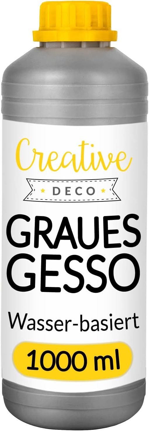 Creative Deco Grundierfarbe Professionell Gesso 1L Perfekte Grundierung für Malerei, Primer für Acryl-Farben, Öl-Farben, Pouring, Decoupage