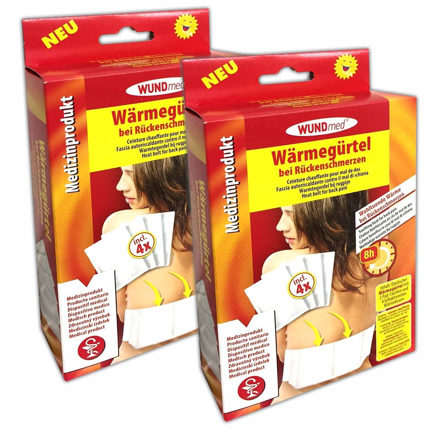 Wundmed Heizkissen Elastischer Wärmegürtel Rücken Bandscheibe Wärmekissen, 2-tlg., inkl. 8 Wärmekissen