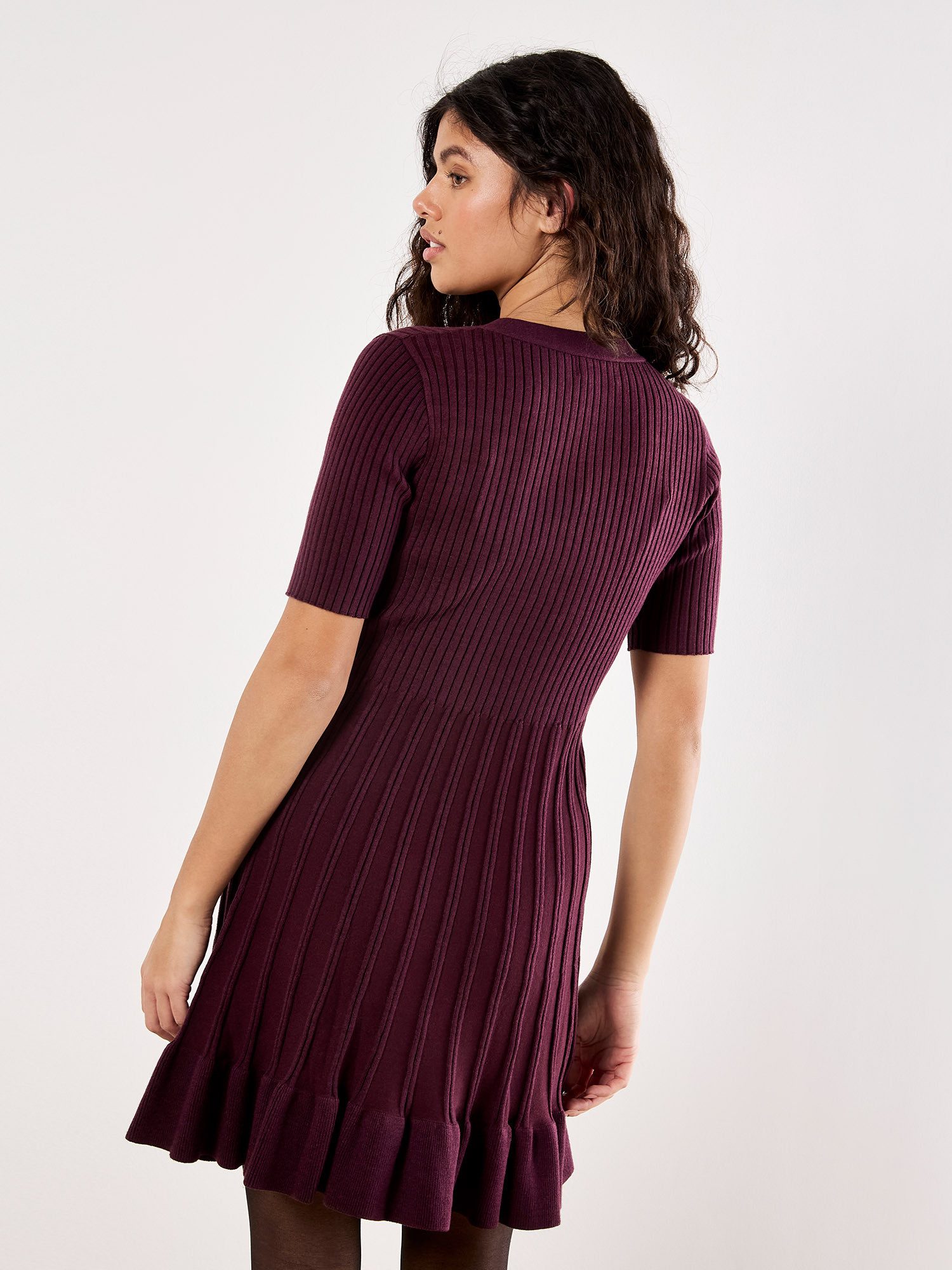 Apricot Strickkleid Minikleid in Rippstrick