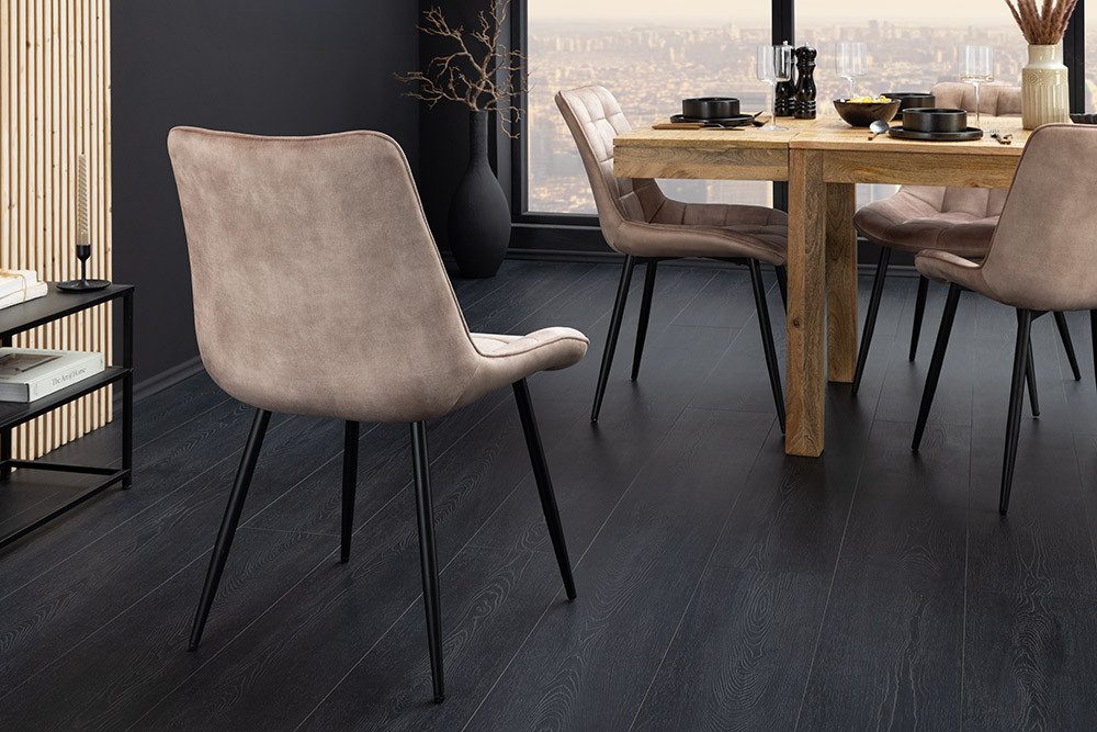 riess-ambiente Esszimmerstuhl ROADSTAR champagner greige / schwarz - Samt, günstig online kaufen