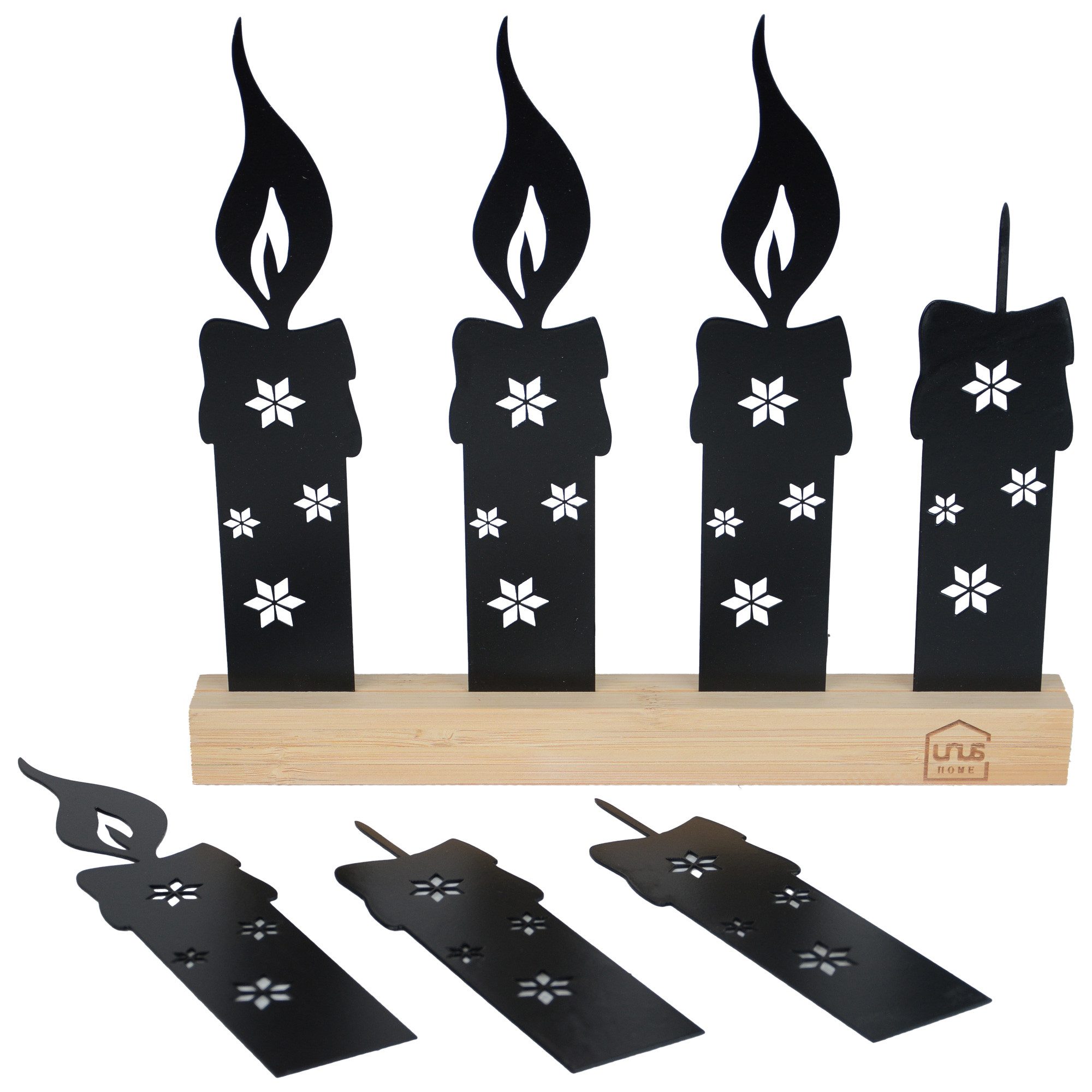 UNUS HOME Торшеры Adventskerzen-Aufsteller (Schwarz), Flexibler Adventskranz ohne Flamme Weihnachtsdeko