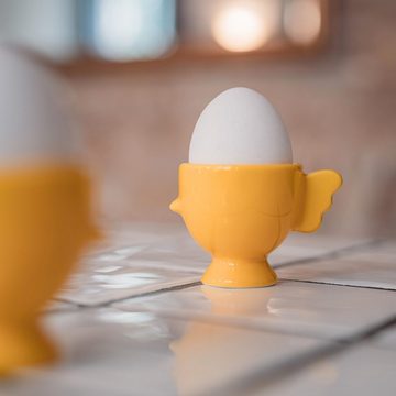Flanacom Eierbecher Set aus Porzellan lustige Eierbecher Piepmatz, (2-tlg), Porzellan Geschenk zum Einzug