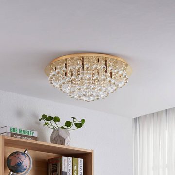 Lindby Deckenleuchten Gillion, dimmbar, Leuchtmittel nicht inklusive, Stahl, Kristall, gold, 8 flammig, G9, Kristall Deckenleuchte, Lampe