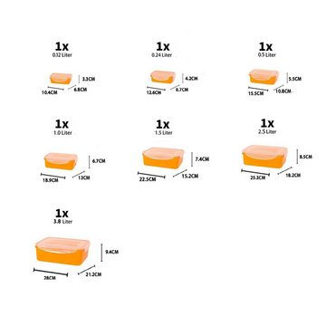 Neuetischkultur Frischhaltedose Frischhaltedosen Orange 14-teiliges Set, Kunststoff, (Set, 14-tlg., 7 Dosen mit Deckel), Lebensmitteldose