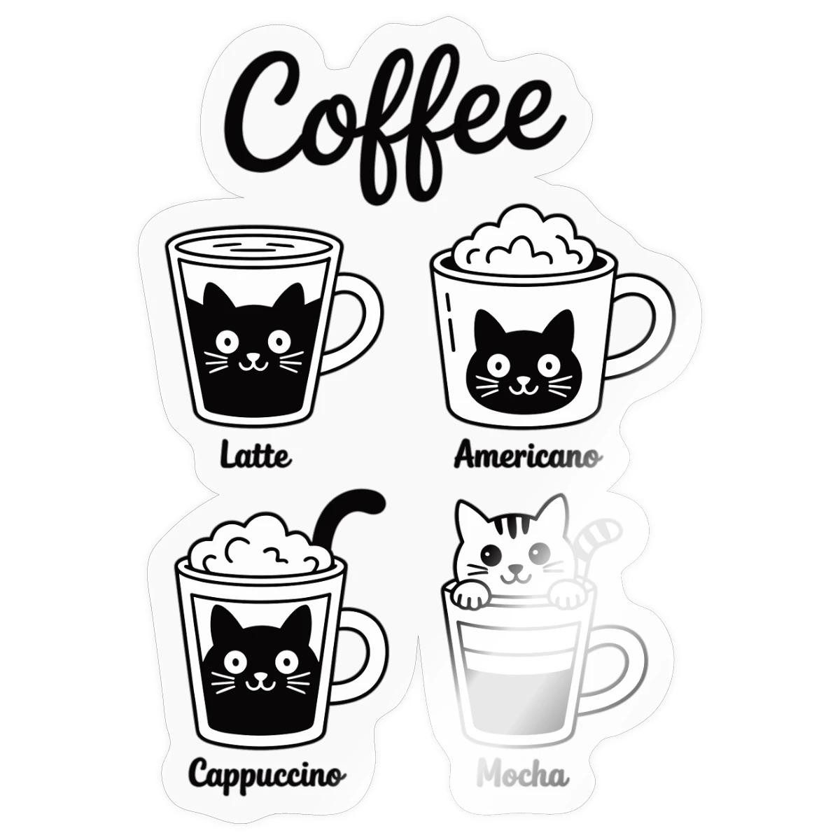 Spreadshirt Aufkleber Coffee Katzen, Latte Americano Cappuccino Mocha Sticker Aufkleber