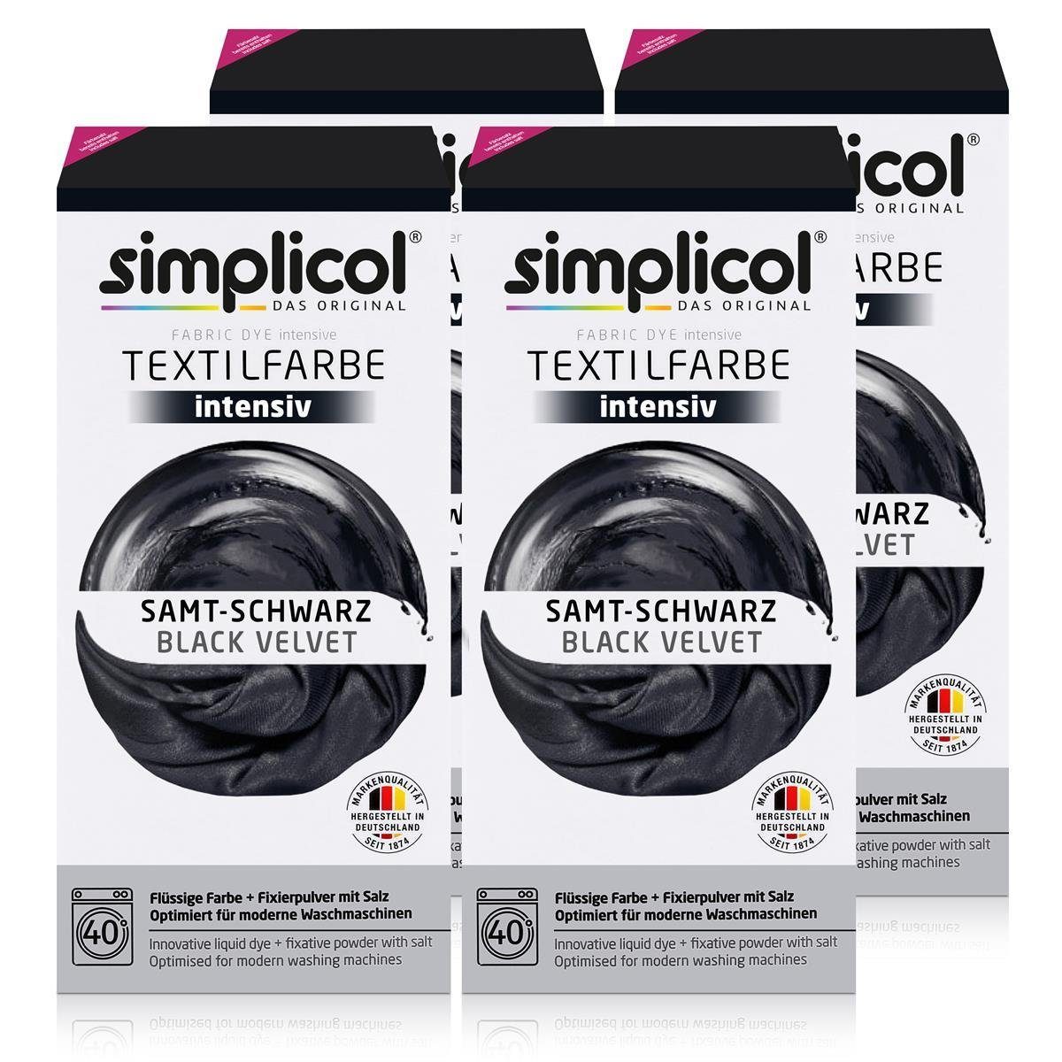 Textilfarbe Simplicol Textilfarbe intensiv Samt-Schwarz - Einfaches Färben (4er Pa