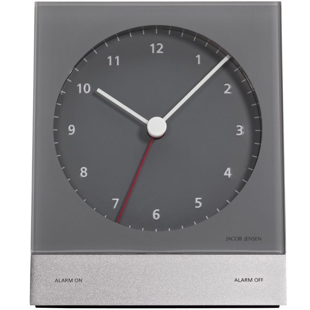 Jacob Jensen Wecker JACOB JENSEN Quarz Wecker 340 anthrazit 10x13cm Alarm Snooze LED Licht
