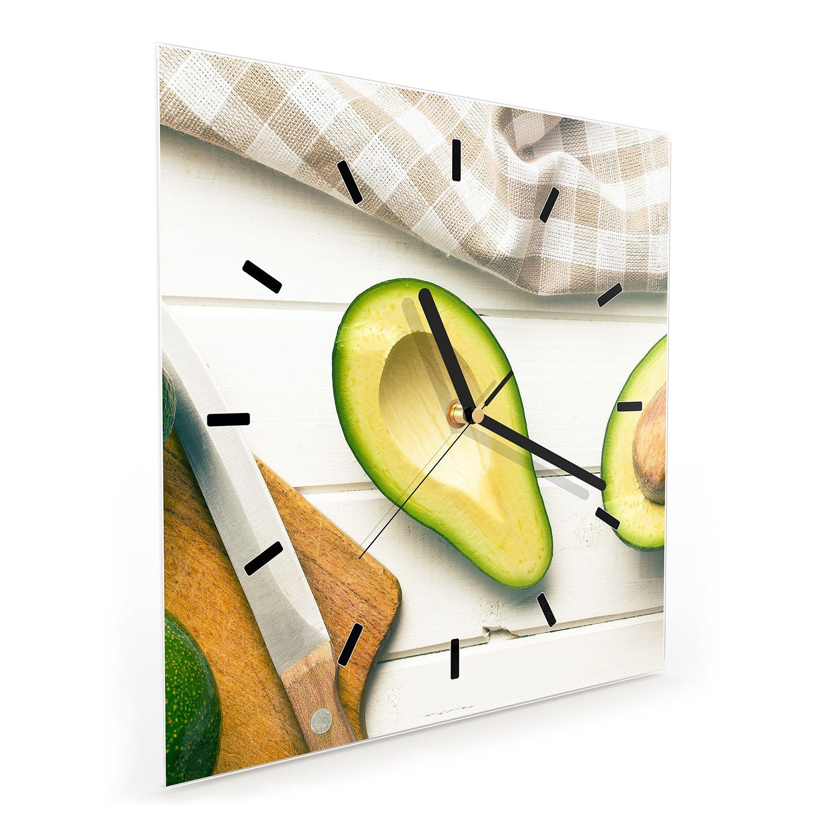 Primedeco Wanduhr Glasuhr Wanduhr x 30 tisch Größe cm Motiv auf 30 Wandkunst Avocado mit