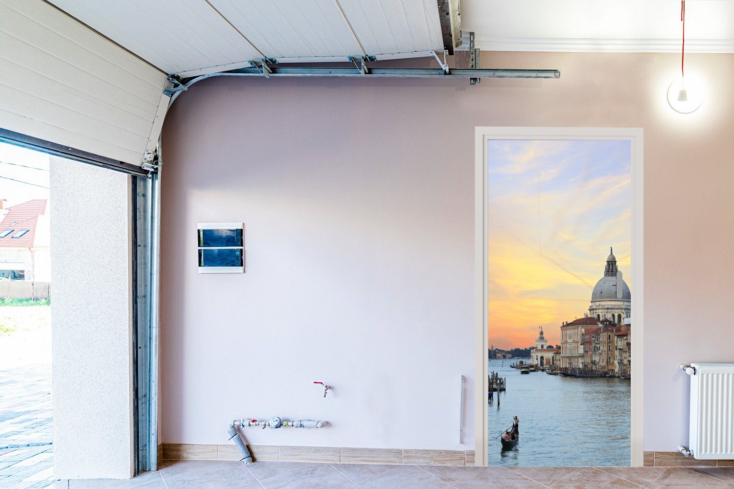 75x205 (1 für cm Fototapete Türaufkleber, Matt, - bedruckt, St), Tür, - Venedig, Italien Türtapete Sonnenuntergang MuchoWow