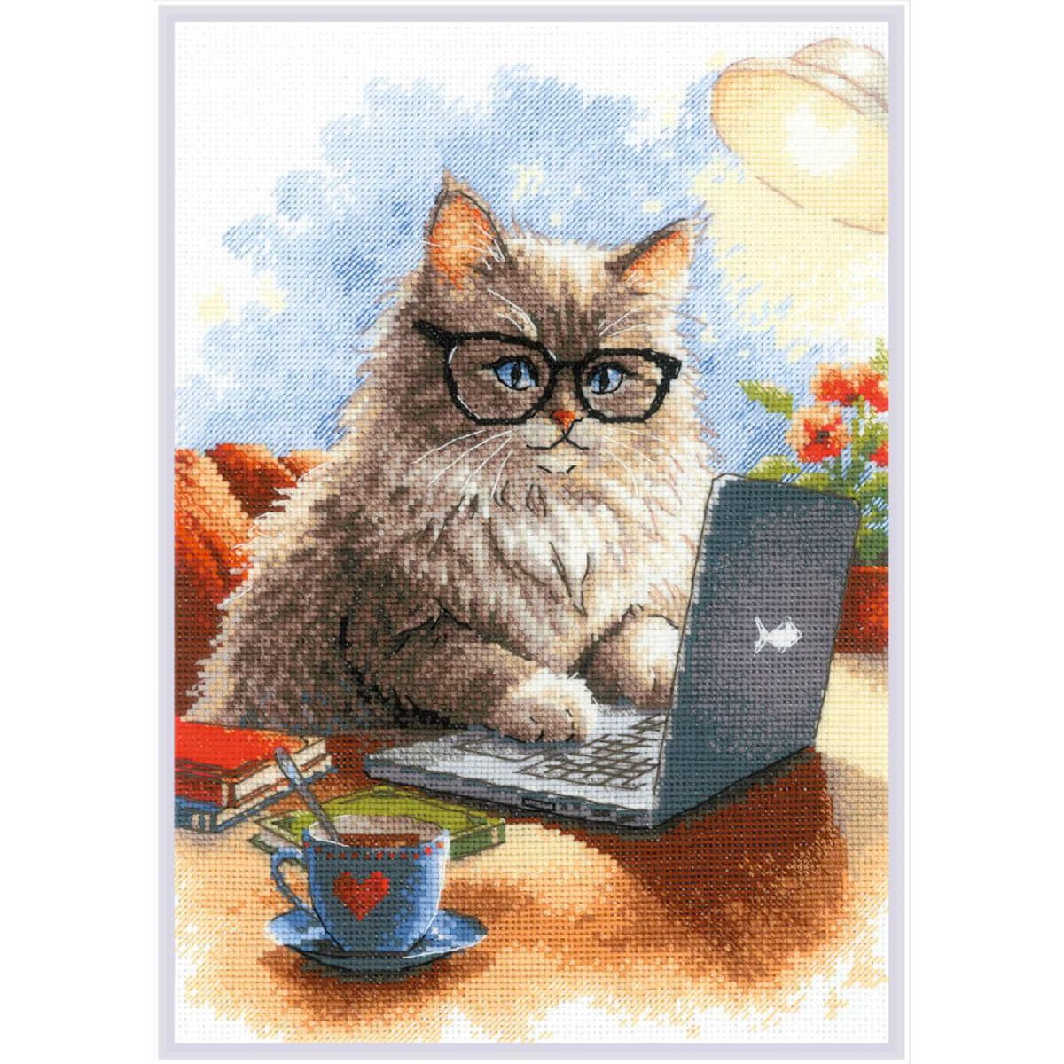 Riolis Kreativset Riolis Kreuzstich Stickpackung "Autor von Meowmoirs", Zählmuster, 2..., (embroidery kit by Marussia)