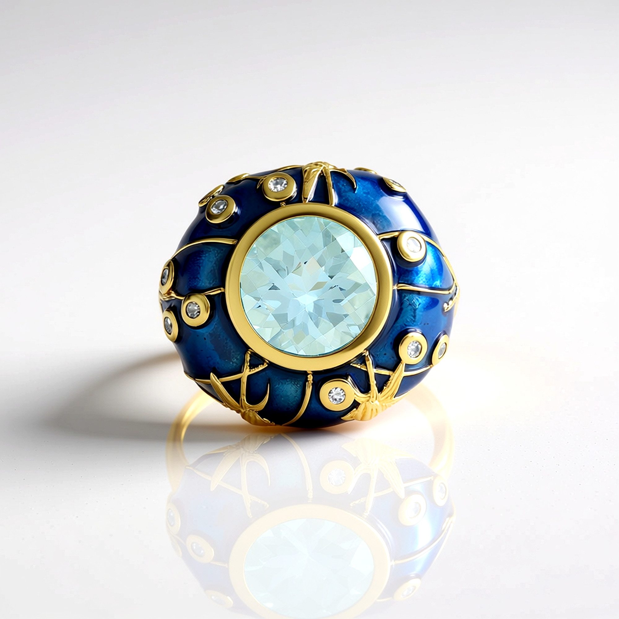Cavill Silberring Himmelblauer Topas Goldplattierter Silberring (1-tlg)