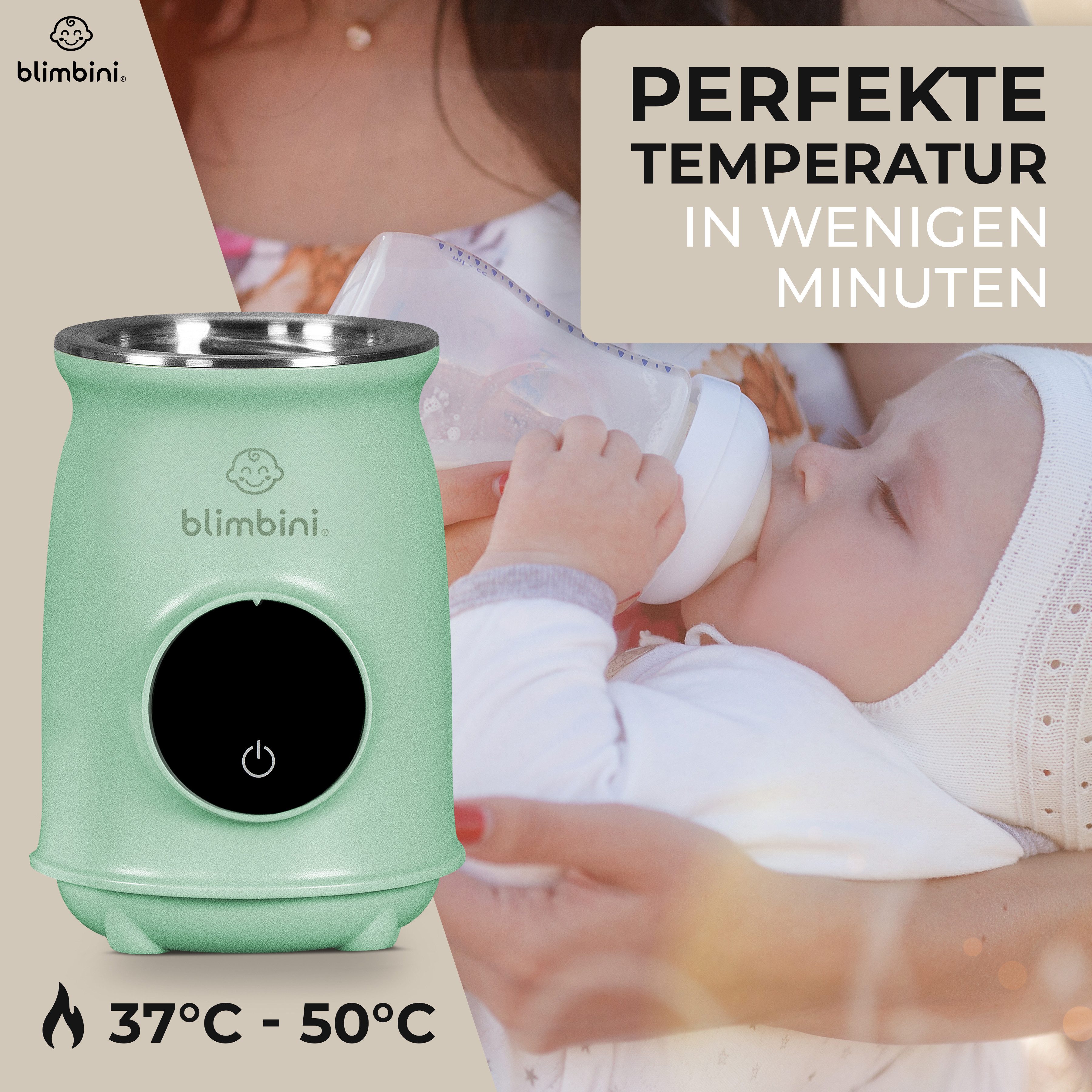 blimbini® Babyflaschenwärmer Pro, Baby Flaschenwärmer für unterwegs mit Akku - ideal zum Reisen