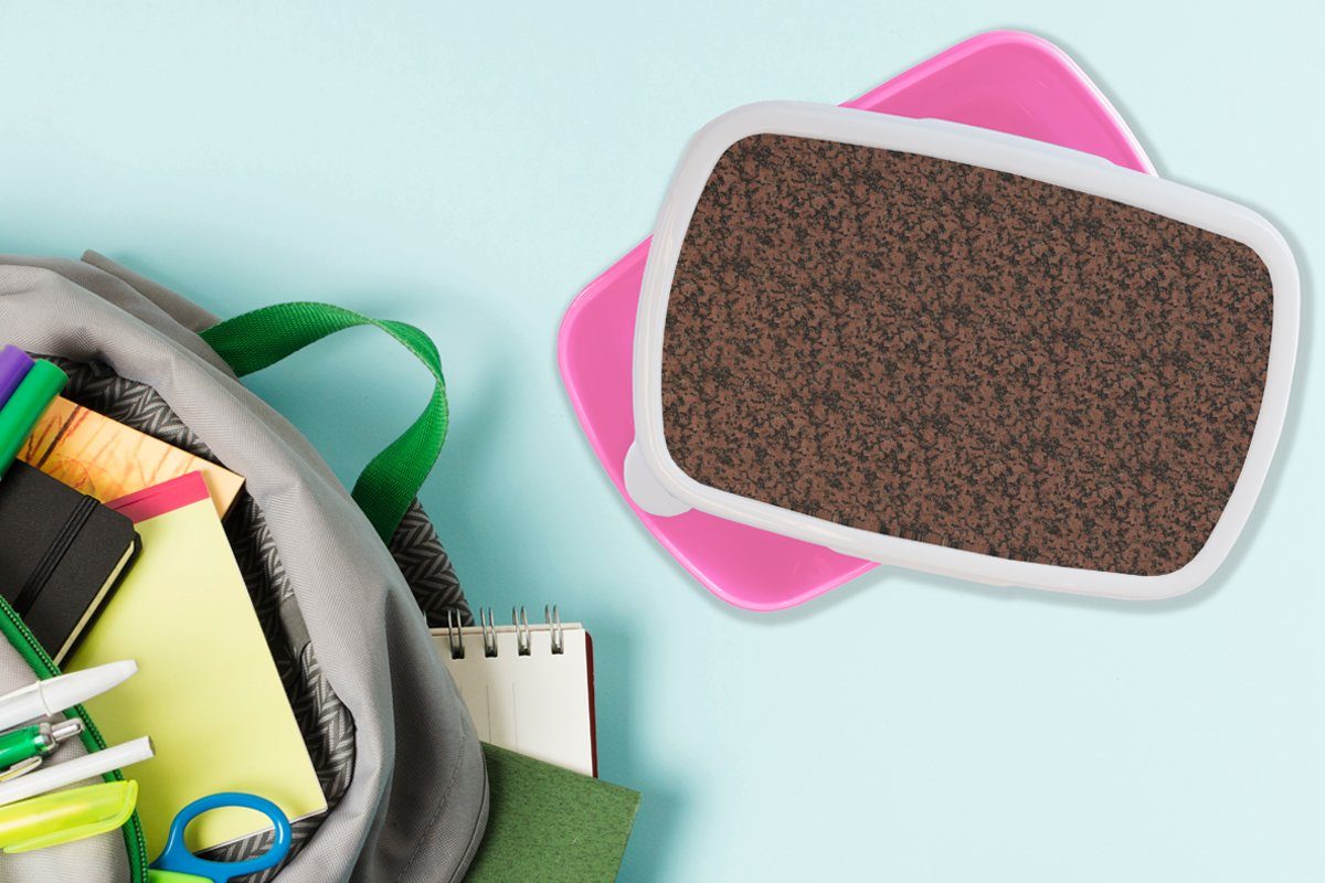 Snackbox, Brotbox Brotdose MuchoWow Erwachsene, (2-tlg), - - Kinder, Lunchbox Textur Granit Kunststoff Mädchen, rosa für Kunststoff, Muster,