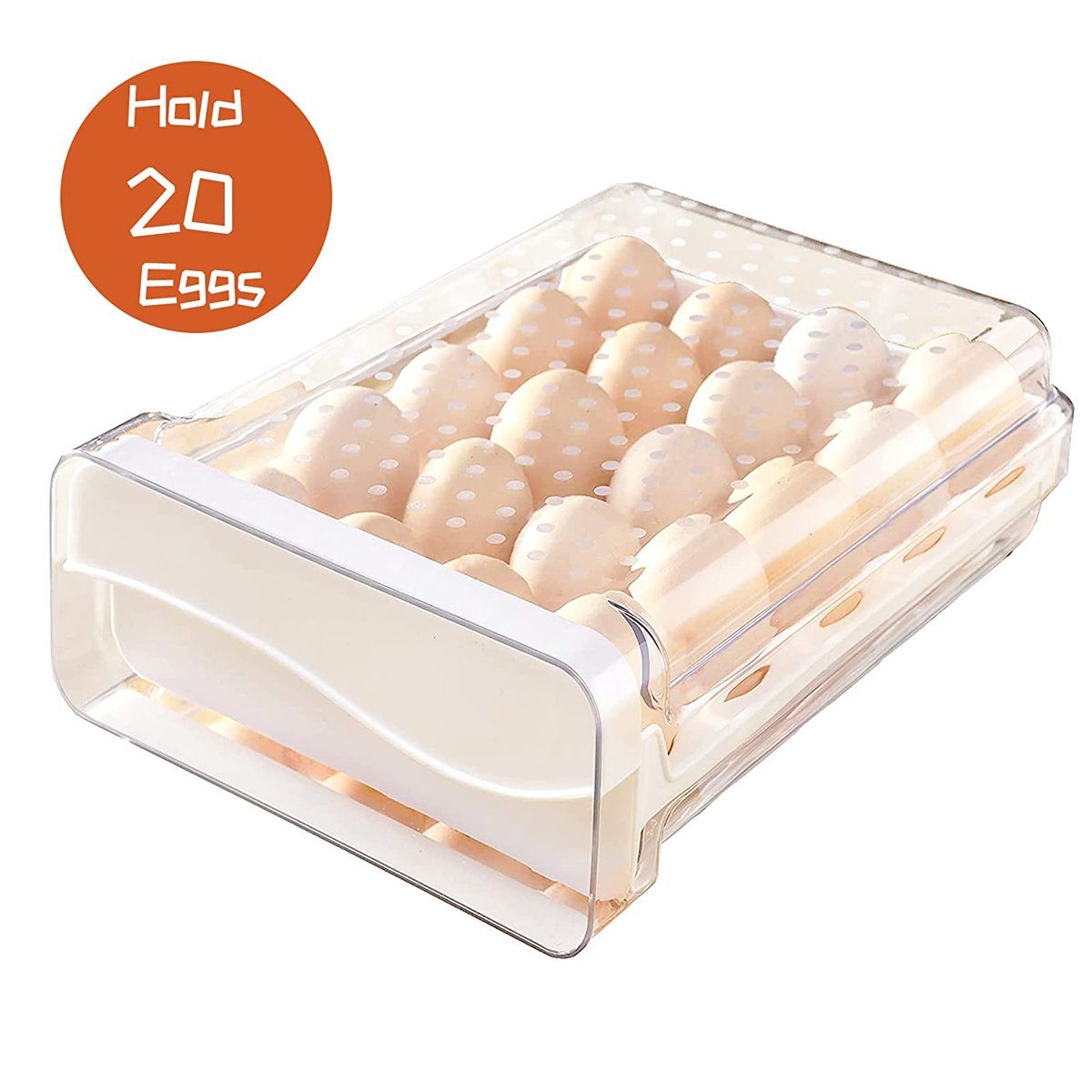 XDeer Eierkorb Eierbox Eierbehälter 20 Eier für Kühlschrank, Eierschublade, Stapelbar Durchsichtig Eierhalter zur Frischhalten von Eiern