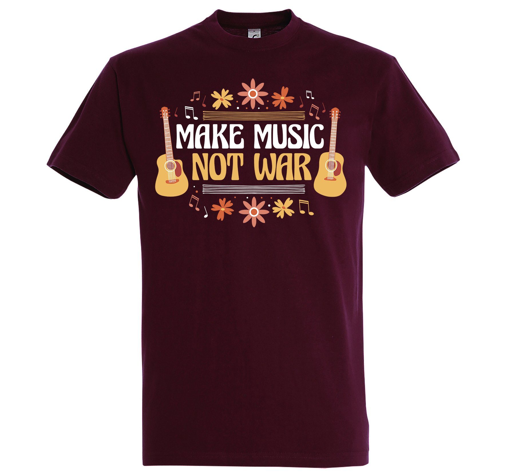 Youth Designz T-Shirt "Make Music Not War" Herren T-Shirt mit lustigem Spruch Burgund