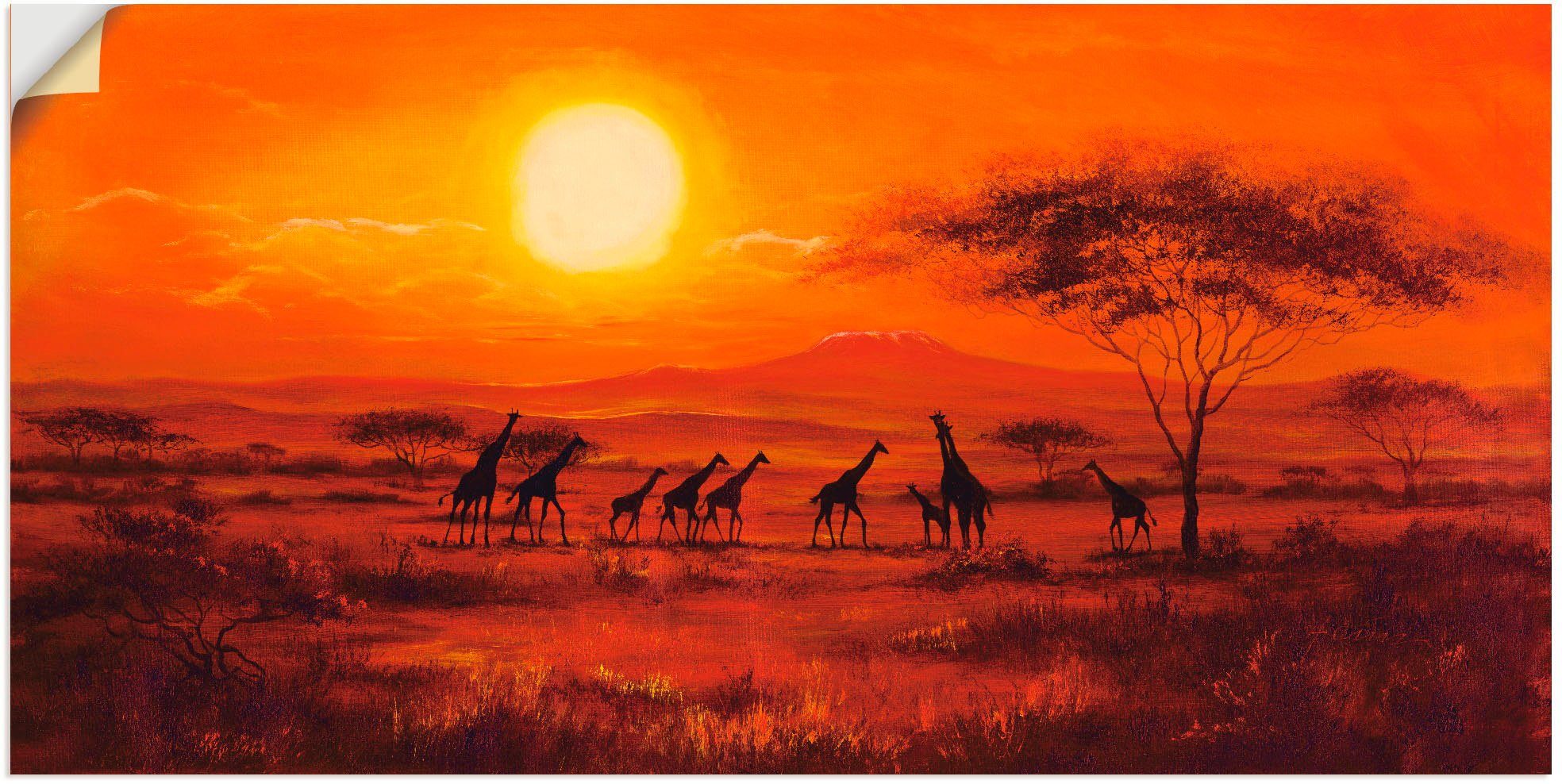 Artland Wandbild Giraffenherde, Afrika (1 St), als Alubild, Leinwandbild, Wandaufkleber oder Poster in versch. Größen