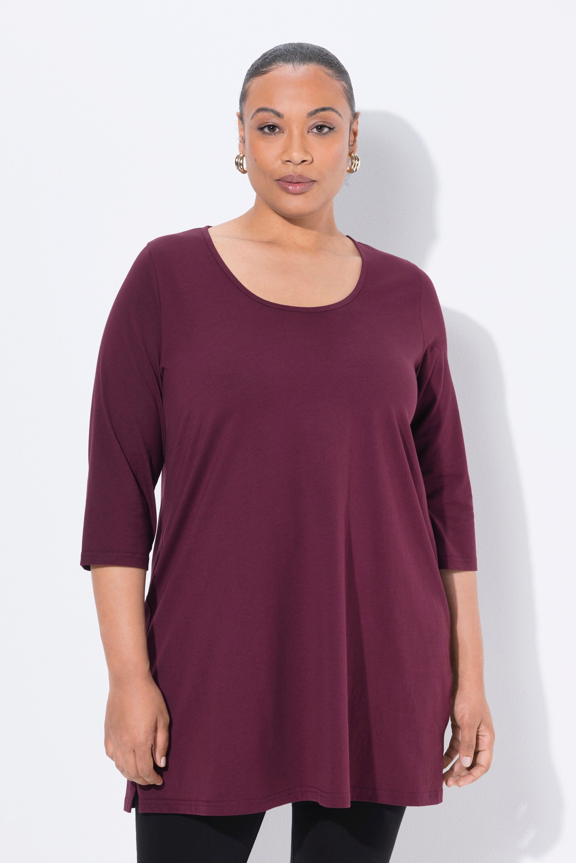Ulla Popken Longshirt Longshirt A-Linie Rundhalsausschnitt günstig online kaufen