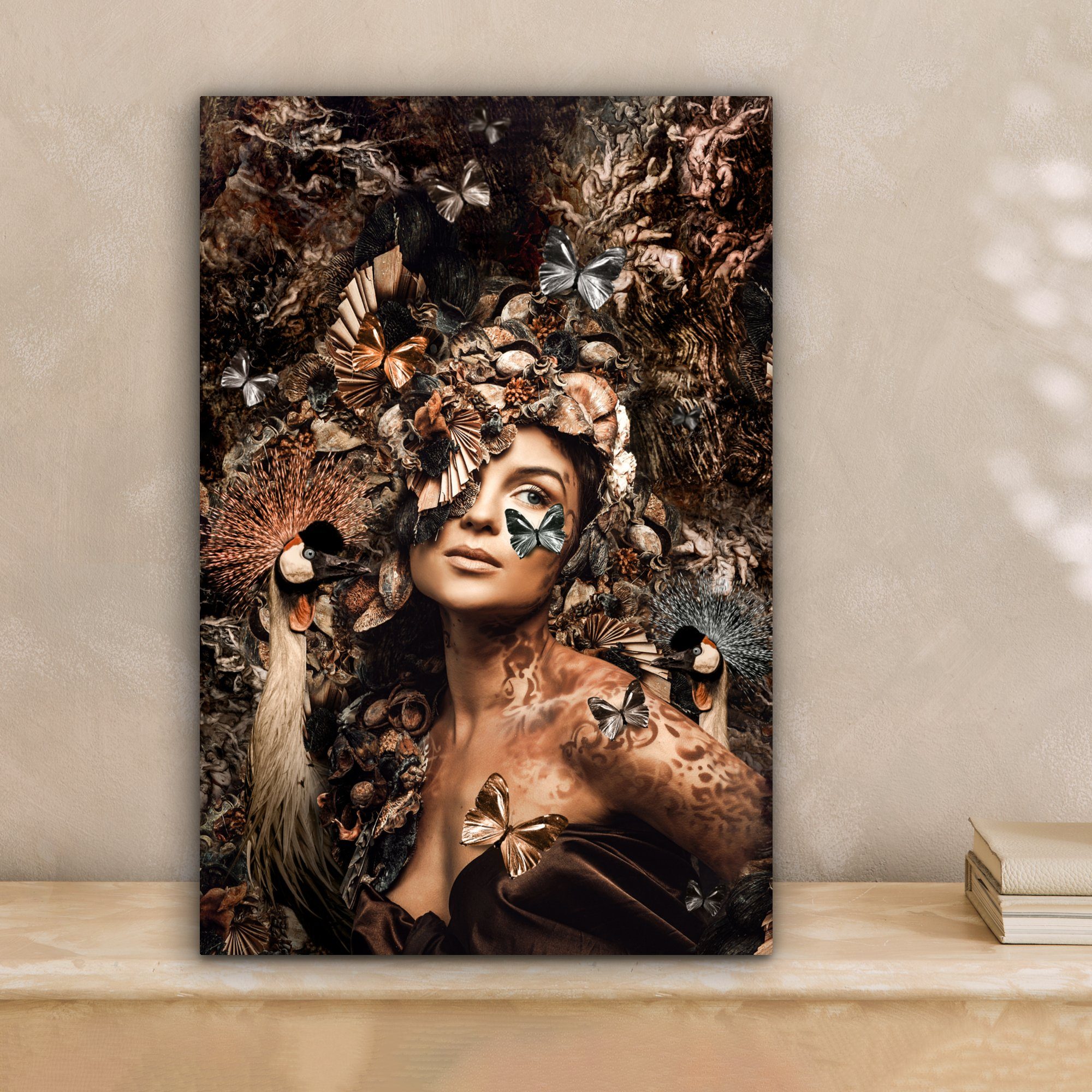 OneMillionCanvasses® Leinwandbild Luxus - Frau - Tiere - Schmetterlinge - V günstig online kaufen