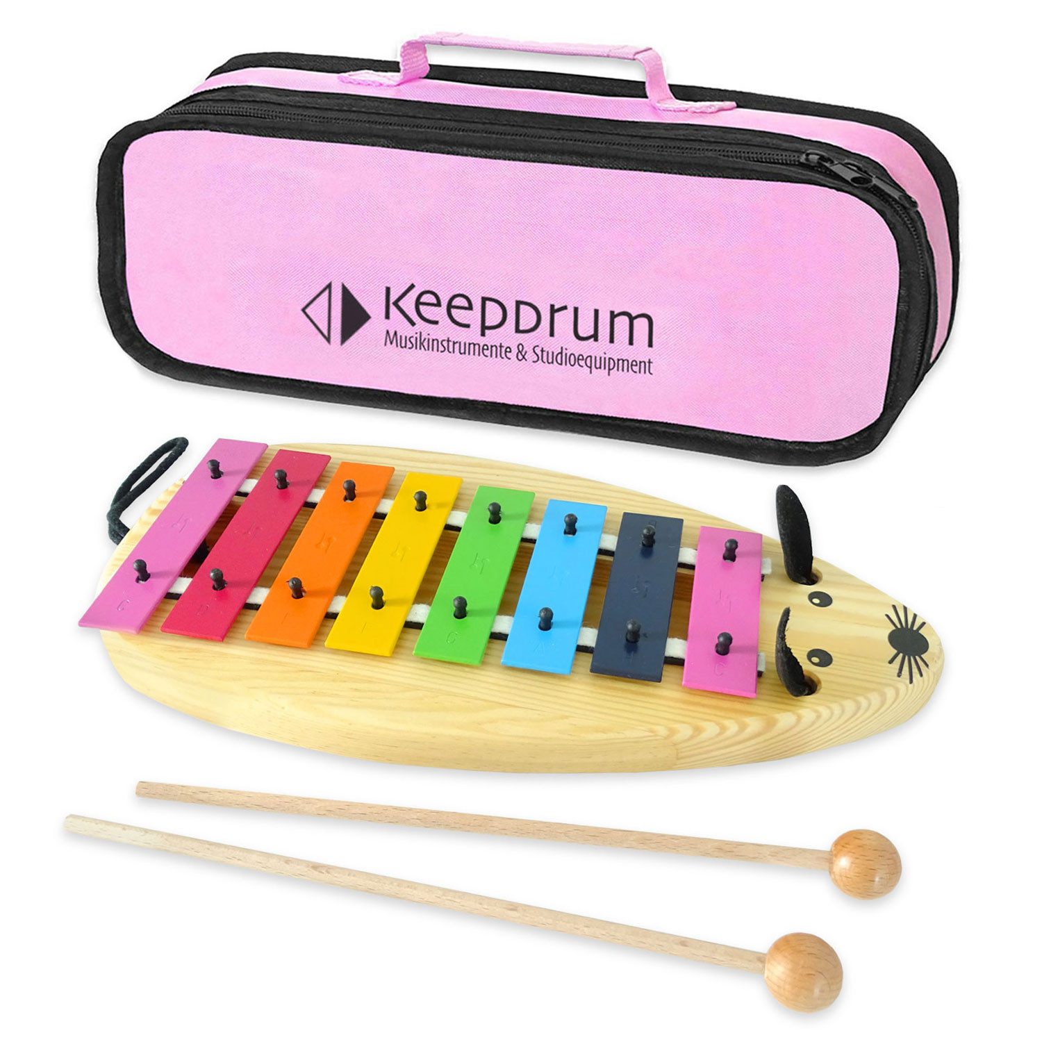 SONOR Glockenspiel Sonor Glockenspiel MG Maus mit Tasche Pink,Sonor Glockenspiel MG Maus, 2 Schlägel, Tasche Pink , Vorteils-Set mit Tasche Pink