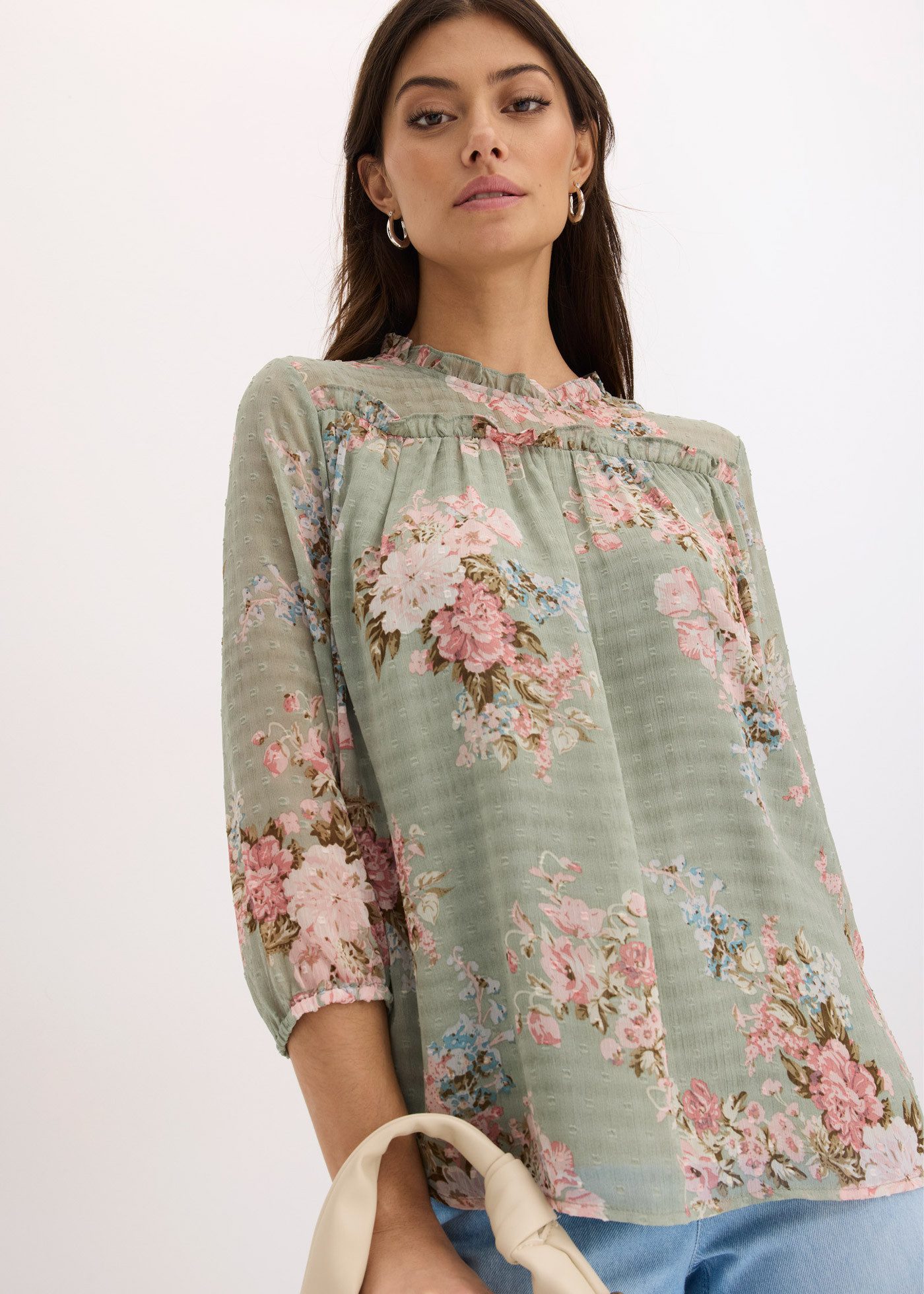 bonprix Tunika eleganter Stil, ausgestellte Passform, mit 3/4-Ärmeln günstig online kaufen