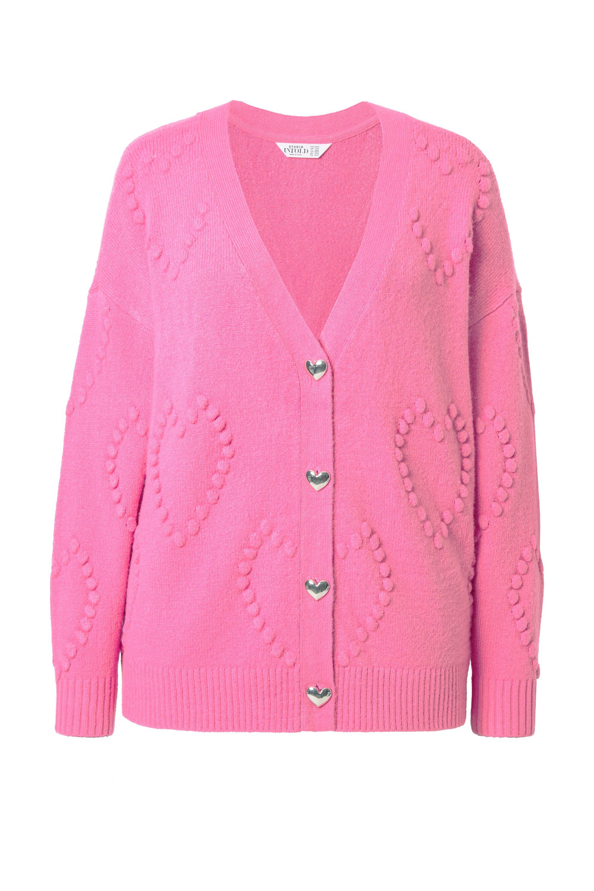 Studio Untold Strickjacke Strickjacke oversized Heart-Muster V-Ausschnitt günstig online kaufen