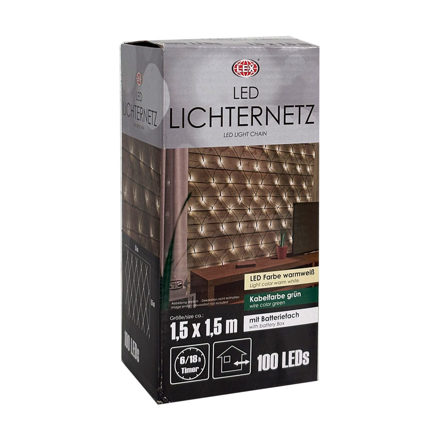 Mojawo Lichtervorhang 100 LED Lichternetz Lichterkette warmweiß Innen Ausse günstig online kaufen
