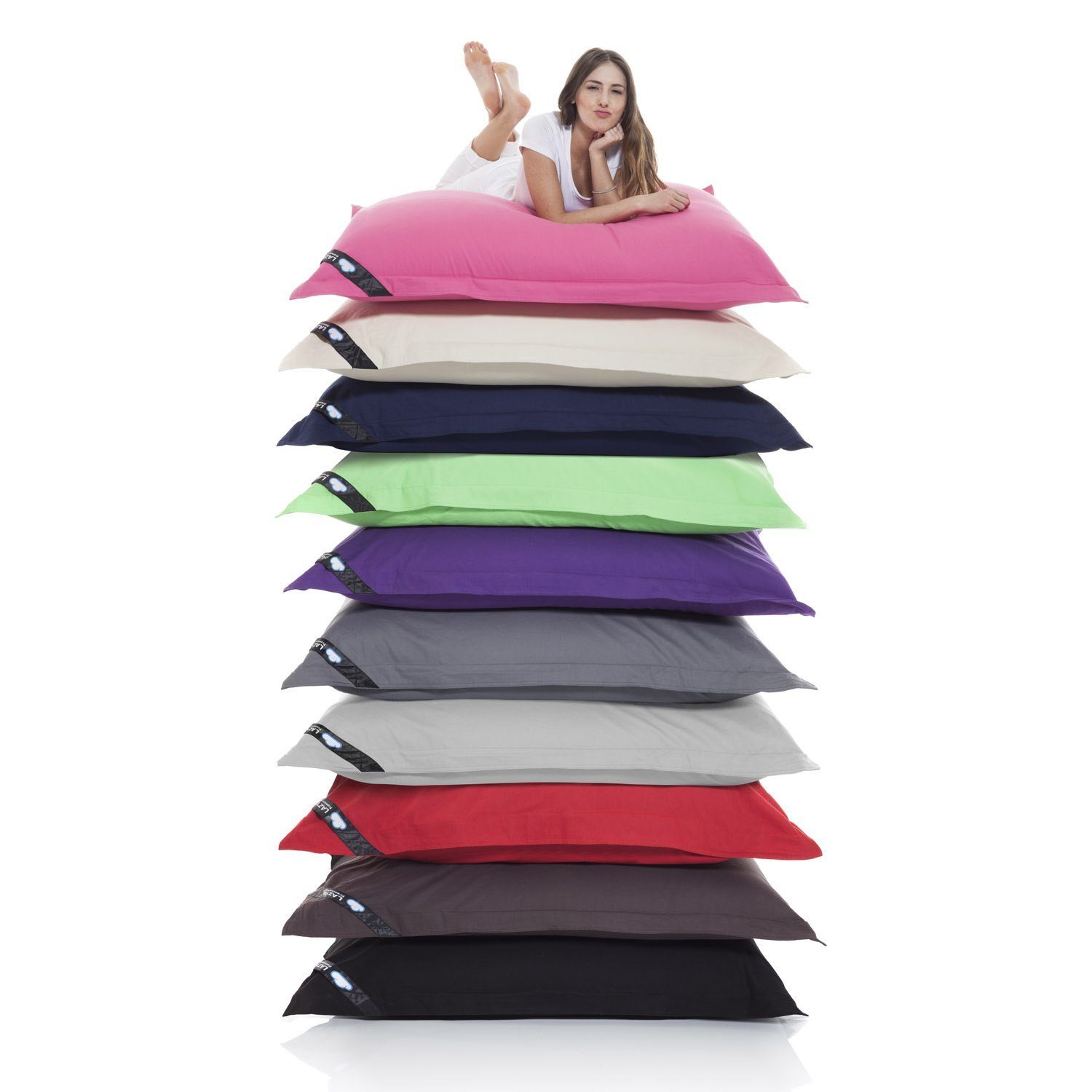 Baumwolle cm LazyBag 180 (Sitzkissen Bean-Bag, x XXL Indoor Bezug), Sitzsack Schwarz 140 Riesensitzsack