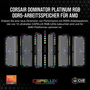 Corsair DOMINATOR PLATINUM RGB DDR5 5600 64GB (2x32GB) Arbeitsspeicher (RGB Beleuchtung ICUE, AMD optimiert)