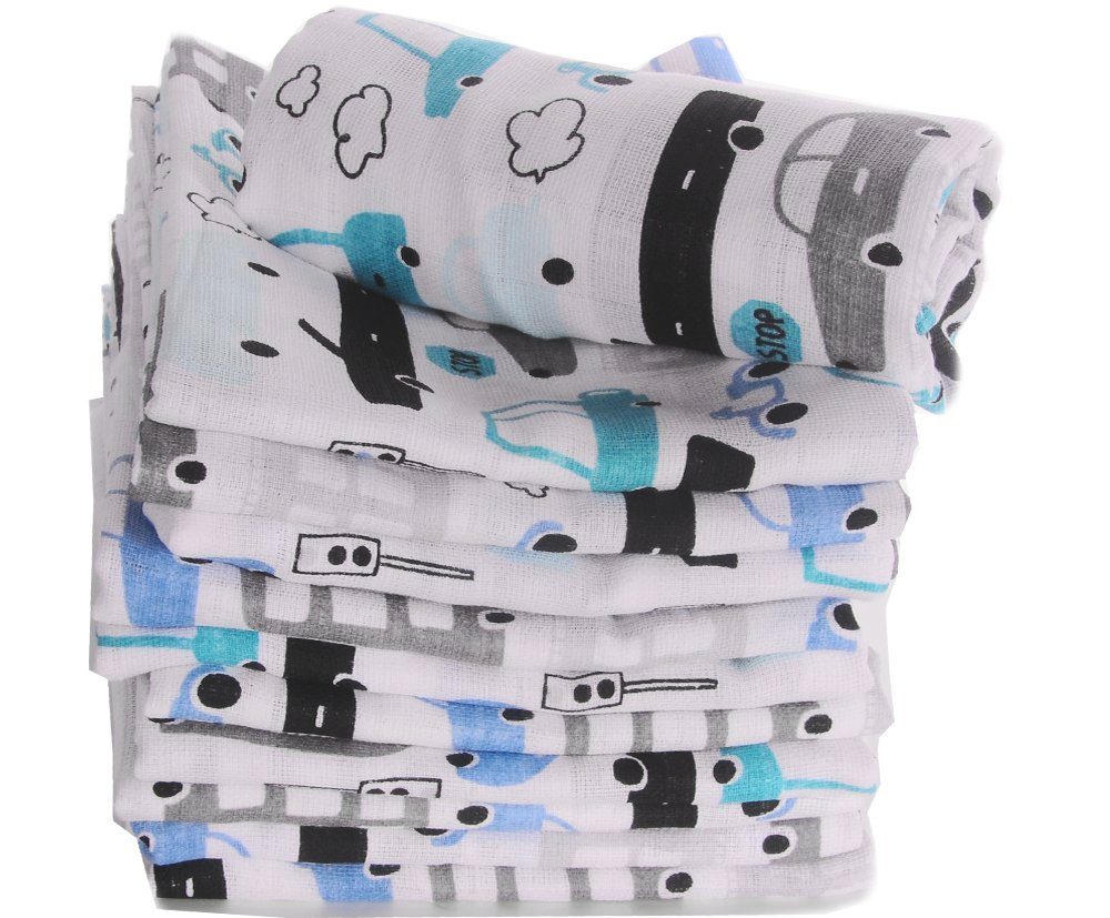 La Bortini Stoffwindeln Spucktücher Baby Mullwindeln 10er Pack Babytücher Mulltücher, aus reiner Baumwolle, große Packung