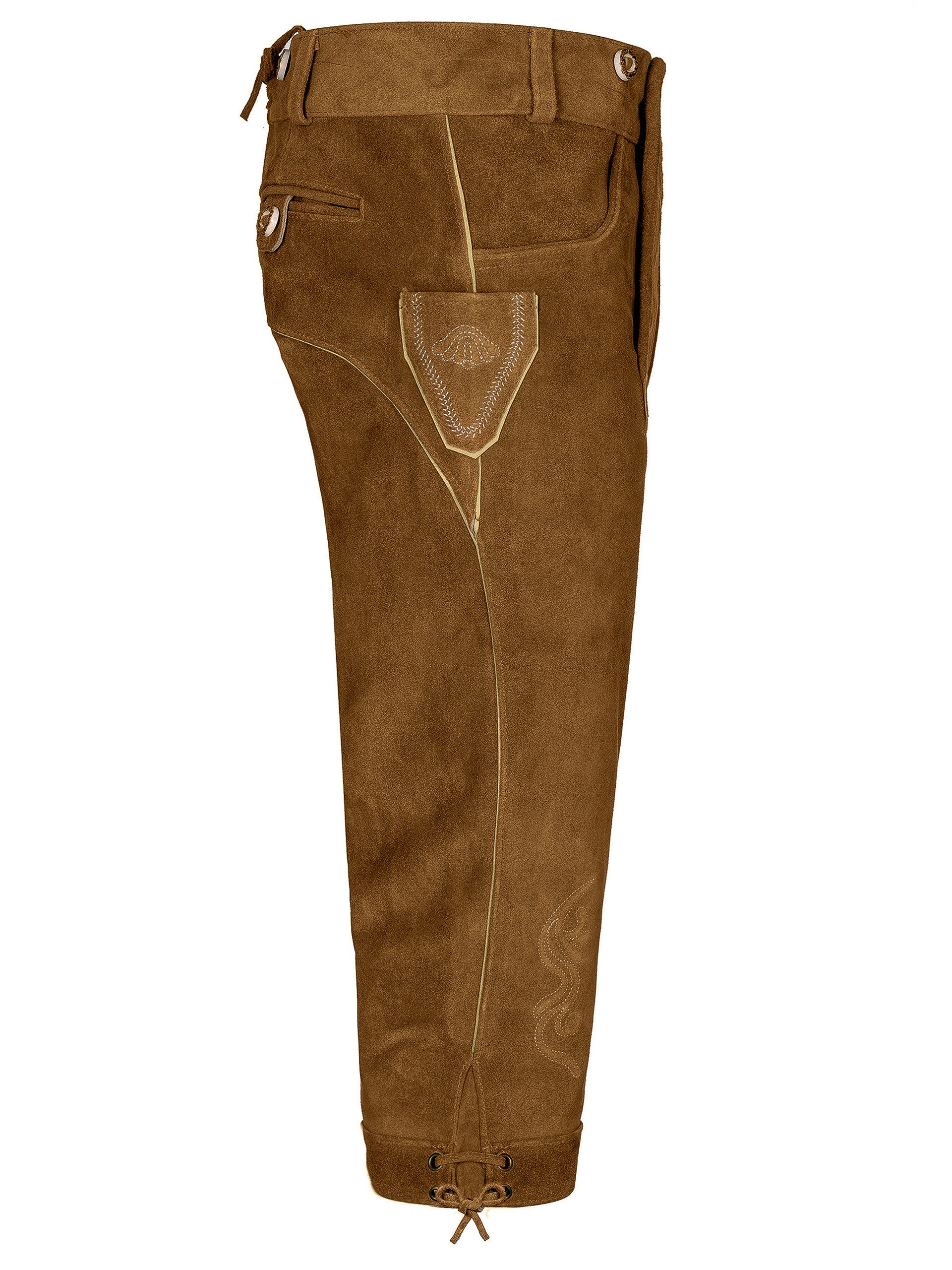 Almbock Trachtenlederhose Trachtenlederhose Herren Kniebund, Trachtenhose Lederhose mittelbraun (1-tlg) – Bild 4 von 5
