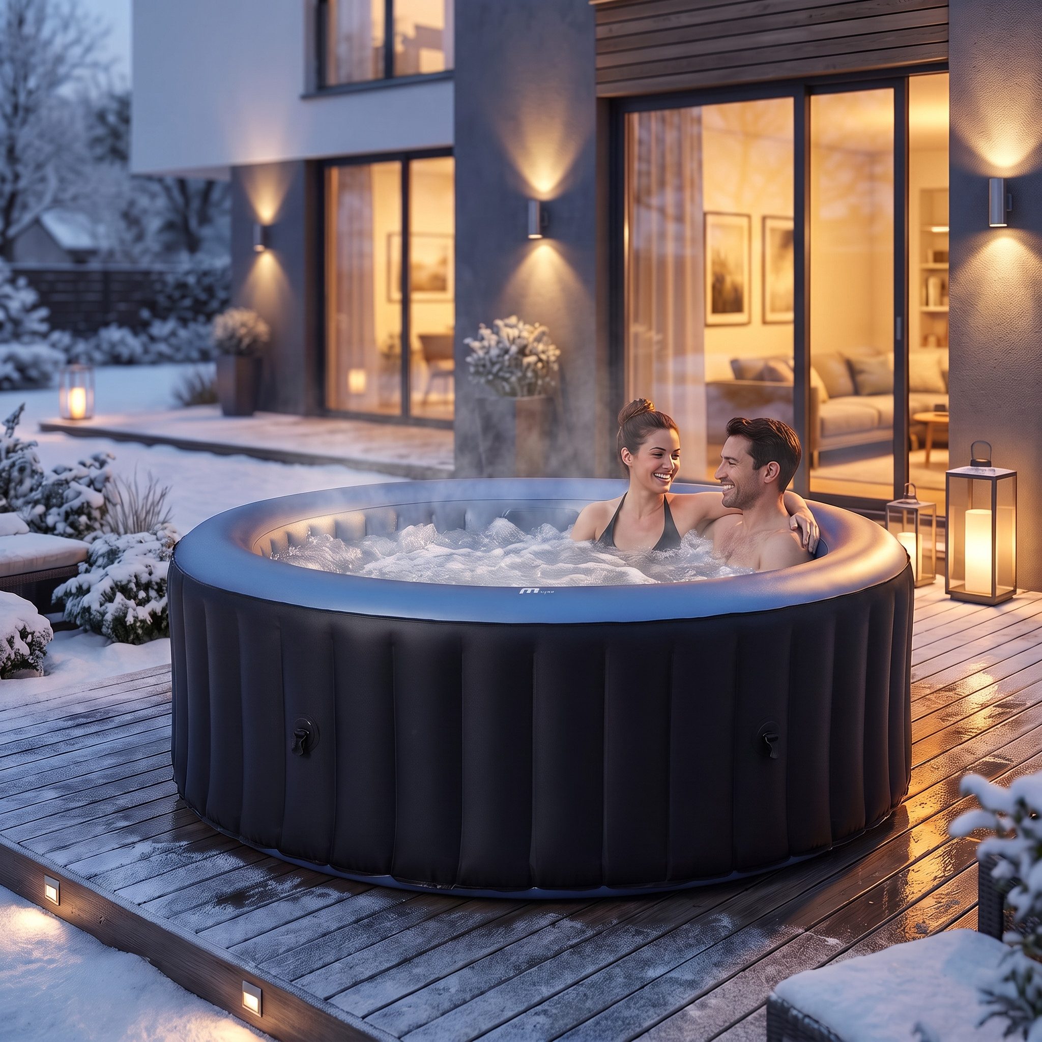 mSpa Whirlpool Outdoor Whirlpool aufblasbar Comfort Bergen C-BE041 für 4 Personen, aufblasbares Aufstellbecken, (Whirlpool outdoor, Whirlpool aufblasbar, 2-tlg., Whirlpool), Whirlpool outdoor 4 Personen