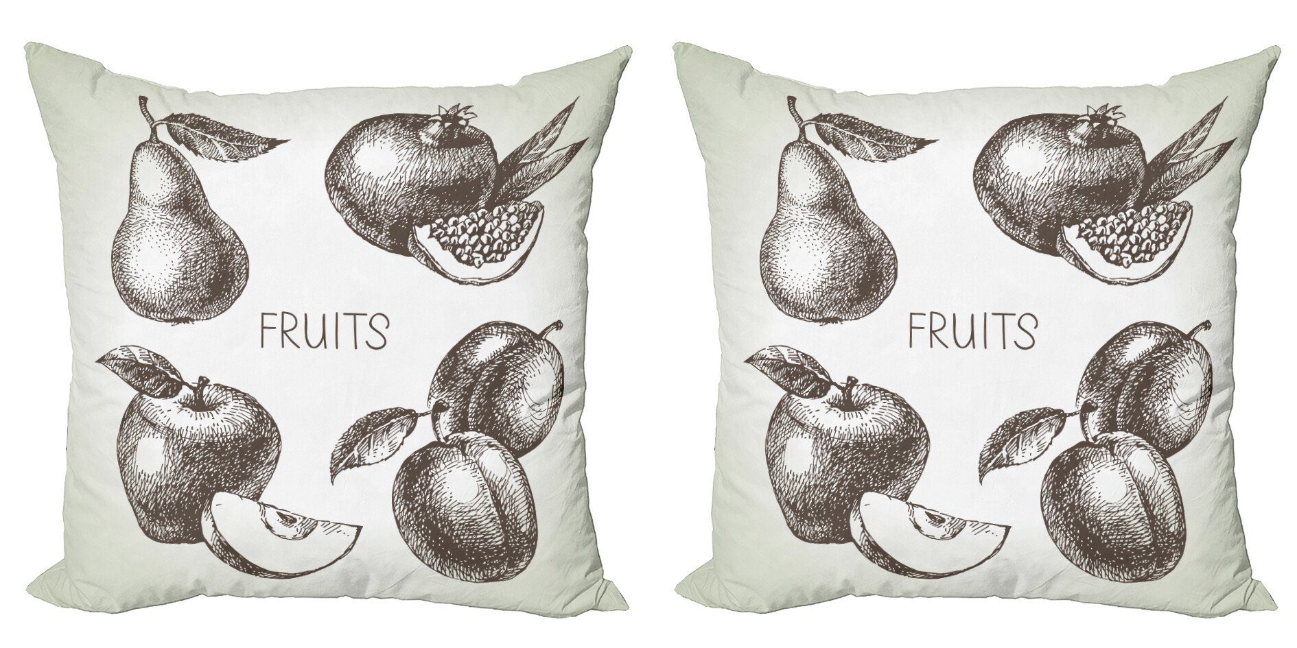 Kissenbezüge Modern Accent Doppelseitiger Digitaldruck, Abakuhaus (2 Stück), Obst Obst Eco Vitamin Sketch