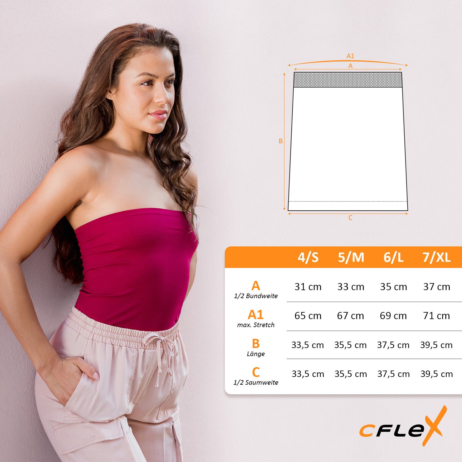 CFLEX Bandeautop Variotube Damen Seamless Nierenwärmer - Top Rock Tube
