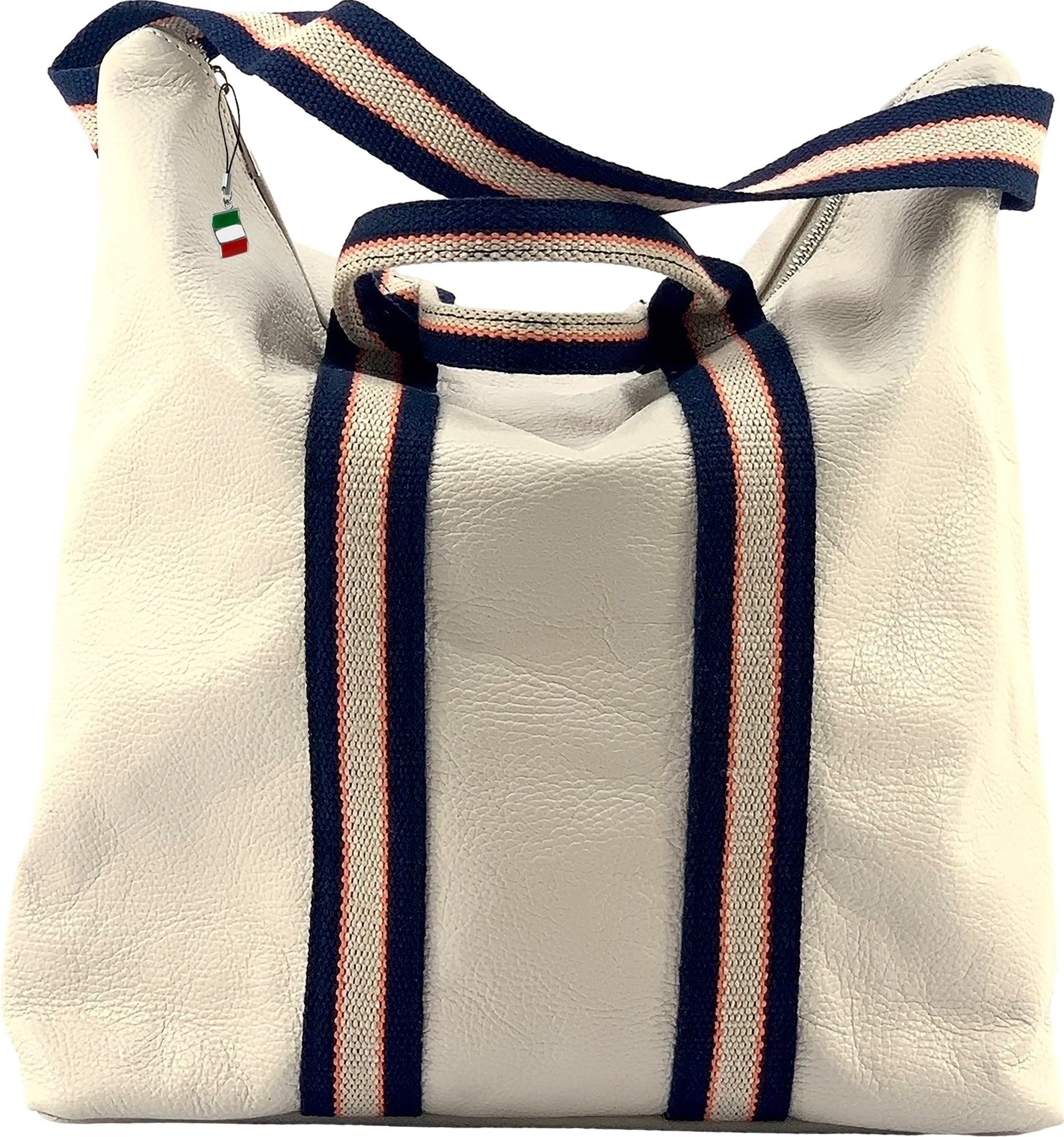 FLORENCE Cityrucksack Florence Rucksack Damen Daypack Echtleder (Cityrucksack), Damen Cityrucksack Leder, Canvas, beige ca. 43cm x ca. 39cm hoch