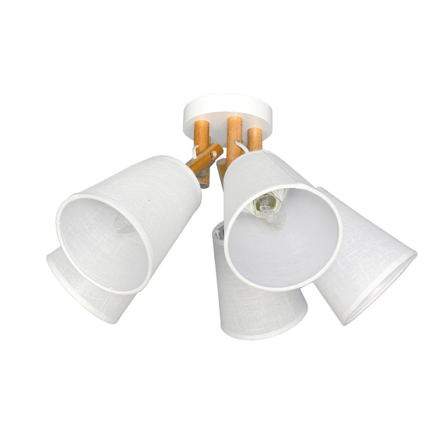 Deckenleuchte Weiß Holz Creme Lampe Leuchtmittel, VAIO, Stoffschirm ohne Flur Deckenlampe Licht-Erlebnisse Moderne