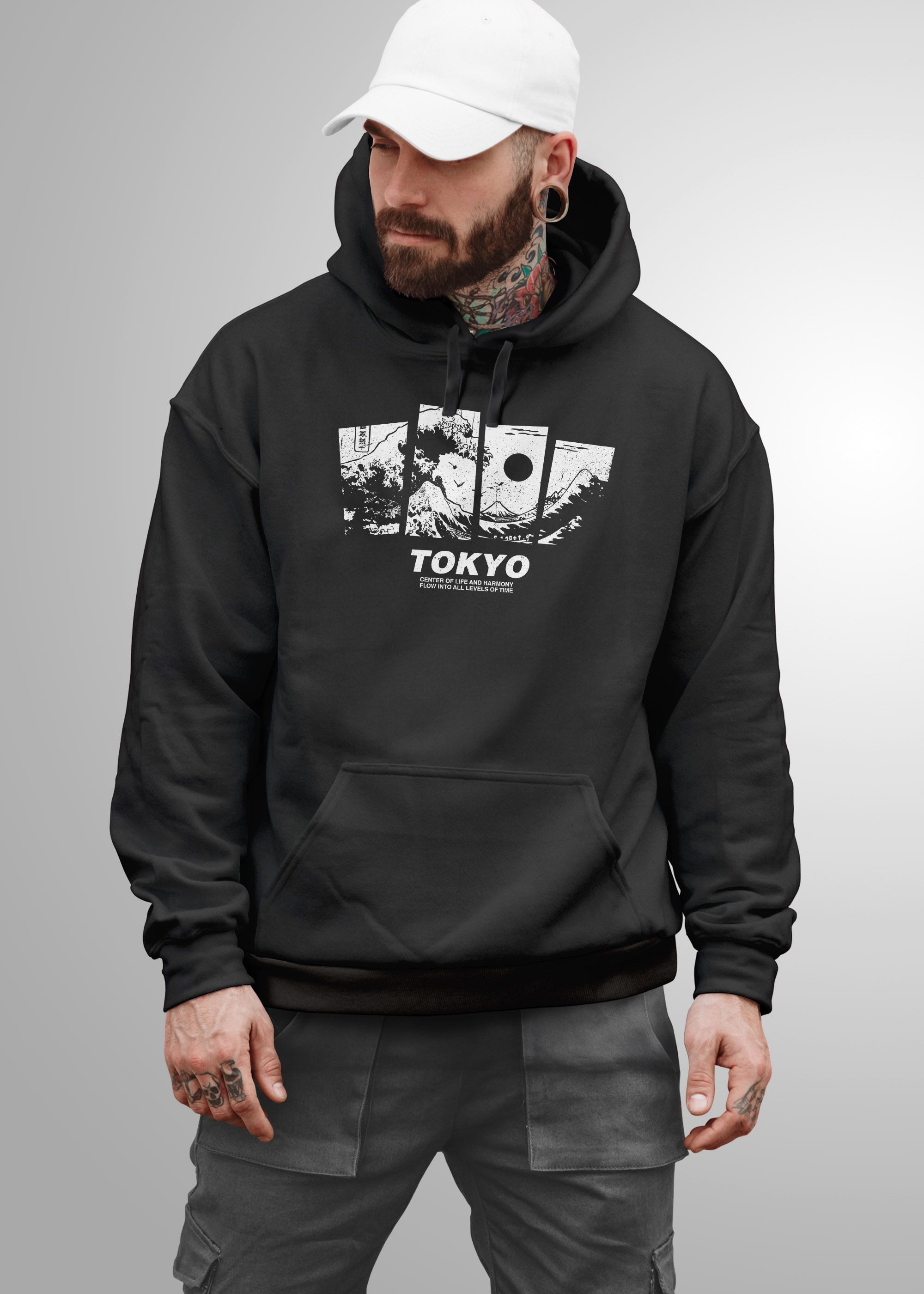 Neverless Hoodie Hoodie Herren Japan Tokyo Große Welle Kanagawa Japanische Kunst