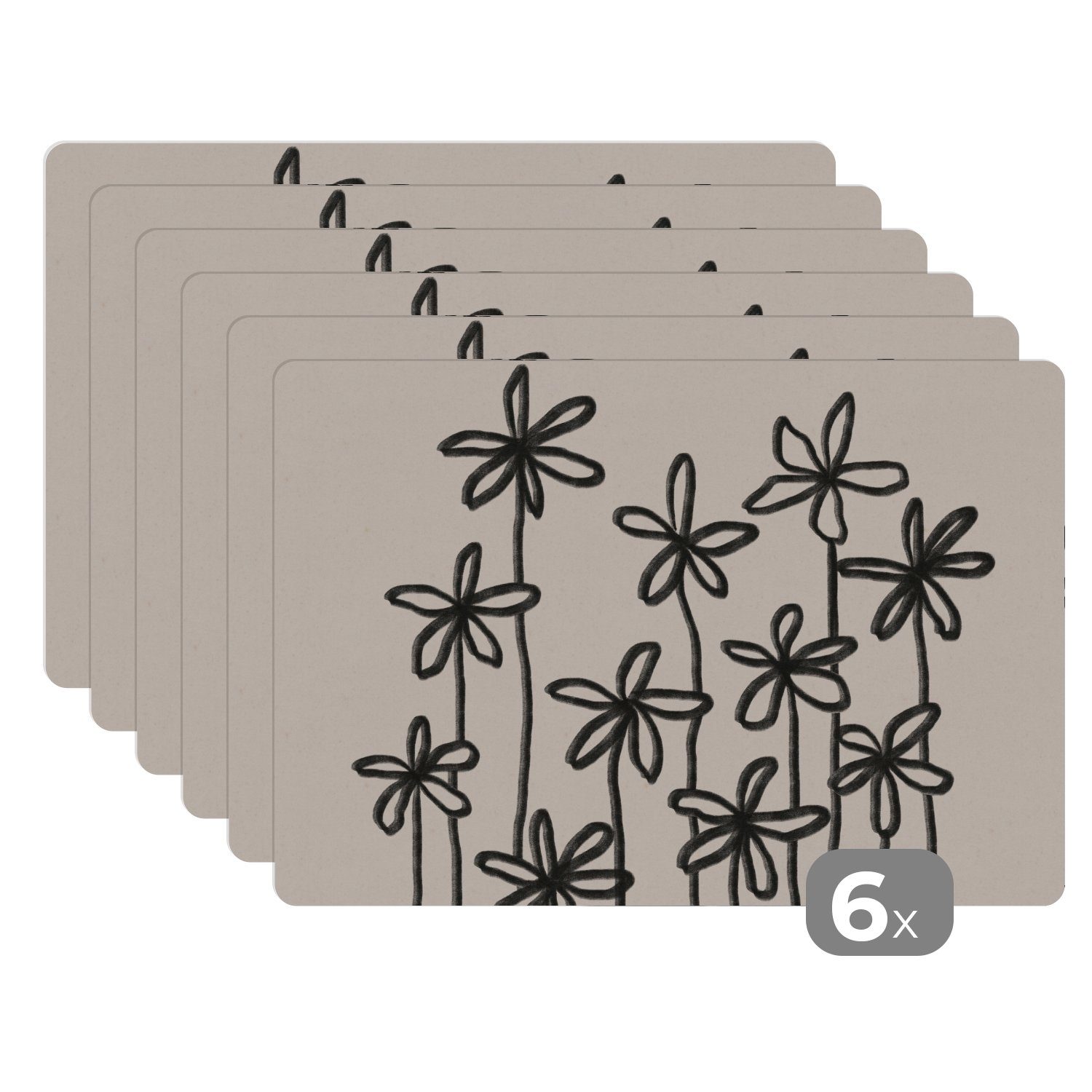 Platzset, Blumen - Pflanzen - Pastell - Abstrakt, MuchoWow, (6-St), Platzset, Platzdecken, Platzmatte, Tischmatten, Schmutzabweisend