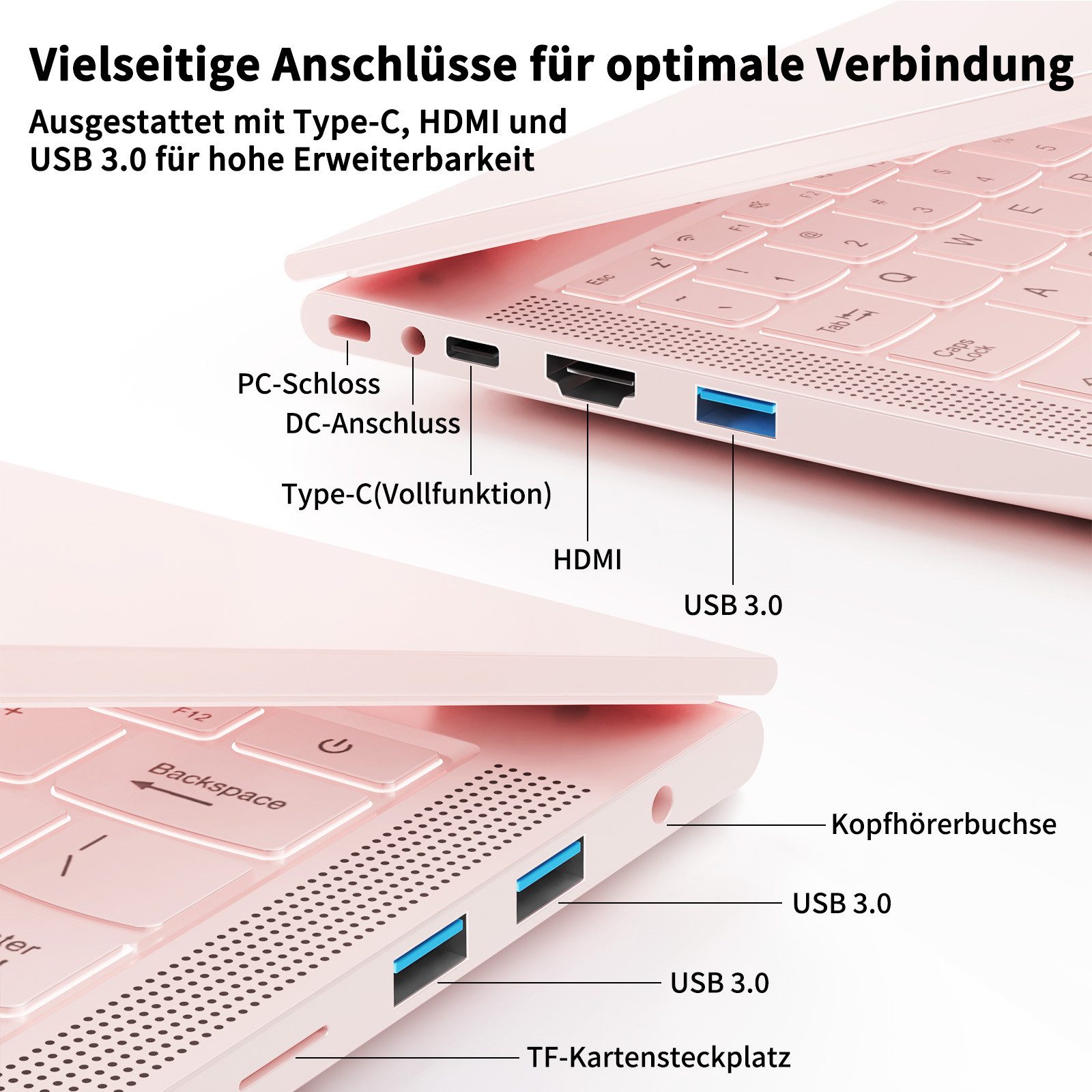 LONGEVINCE 14" Laptop, 16GB RAM, 256G SSD, N5105, 2160×1440, Win 11 Pro Notebook (35,56 cm/14 Zoll, ‎Intel ‎Celeron N5105, 16 GB, 256 GB SSD, mit Fingerabdruck-Entsperrung und vorinstalliertem Office 2019)