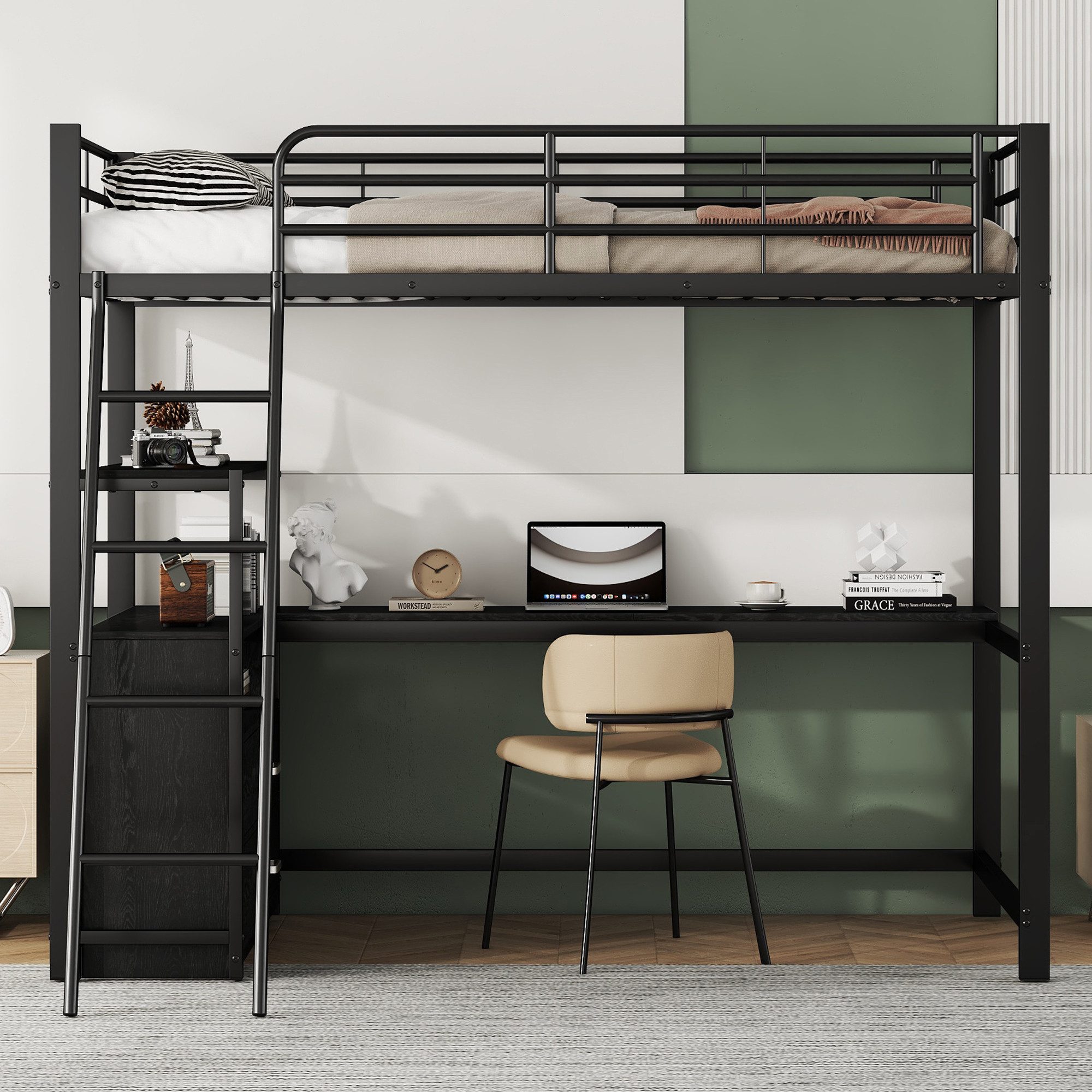 Flieks Hochbett Kinderbett Metallbett 90x200cm mit günstig online kaufen