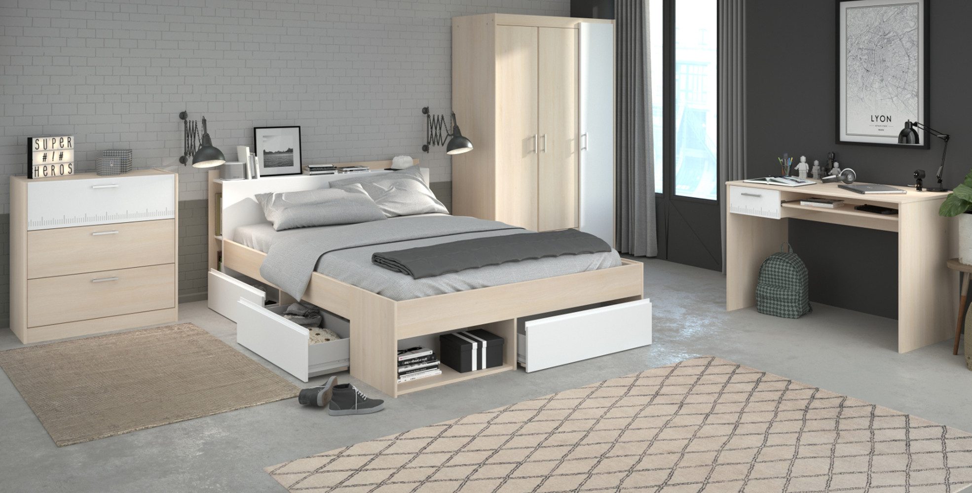 Parisot Jugendzimmer-Set Toms, (Kinderzimmer mit, Stauraumbett günstig online kaufen