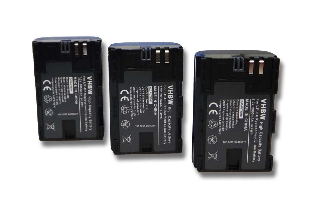 vhbw kompatibel mit Canon EOS 90D, Ra, R5, R6, 7D Mark II Kamera-Akku Li-Ion 2000 mAh (7,2 V)