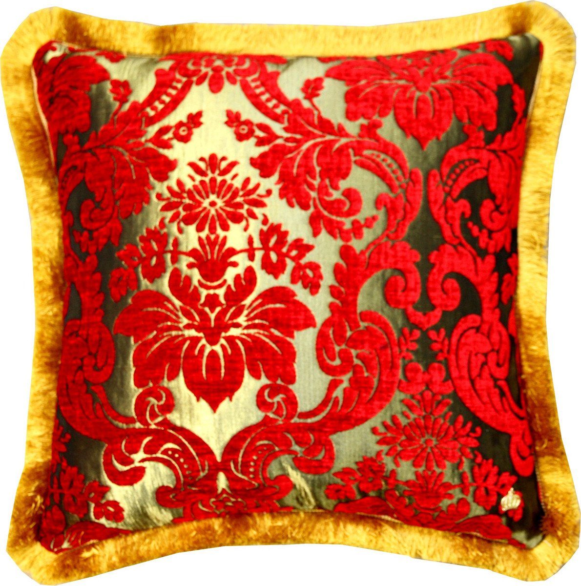 Pompöös by Casa Padrino Dekokissen Luxus Kissen Pompöös by von Harald Glööckler Elegance Collection Barock Muster Rot / Gold 50 x 50 cm - Luxuskissen