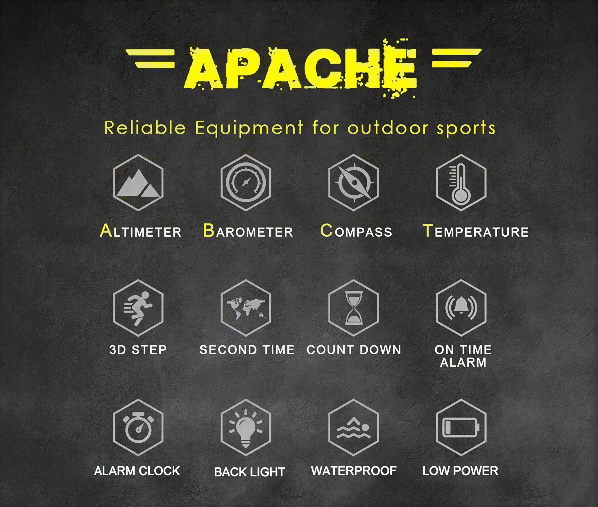 Athlix Digitaluhr APACHE-46 Digitale Sportuhr für Herren Militäruhr Sportuhr, 50m Wasserdicht, Kompass, Barometer, Temperatur