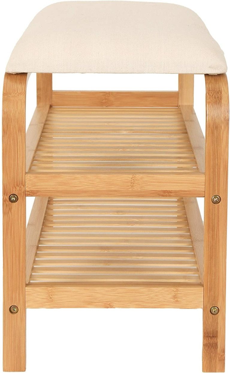 AD.CON Schuhbank Schuhregal aus Bambus mit Sitzbank Schuhbank mit Sitzkisse günstig online kaufen