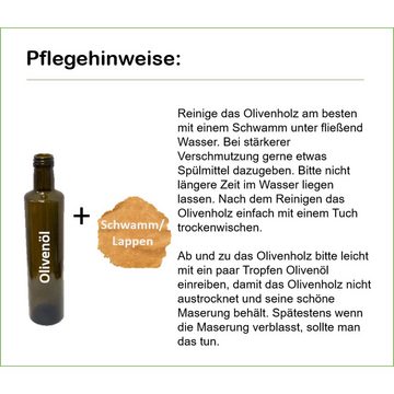 Olivenholz-erleben Tafelgabel 3-zackige Gabel (20 cm) aus Olivenholz (1 Stück), antibakterielle Wirkung langlebig