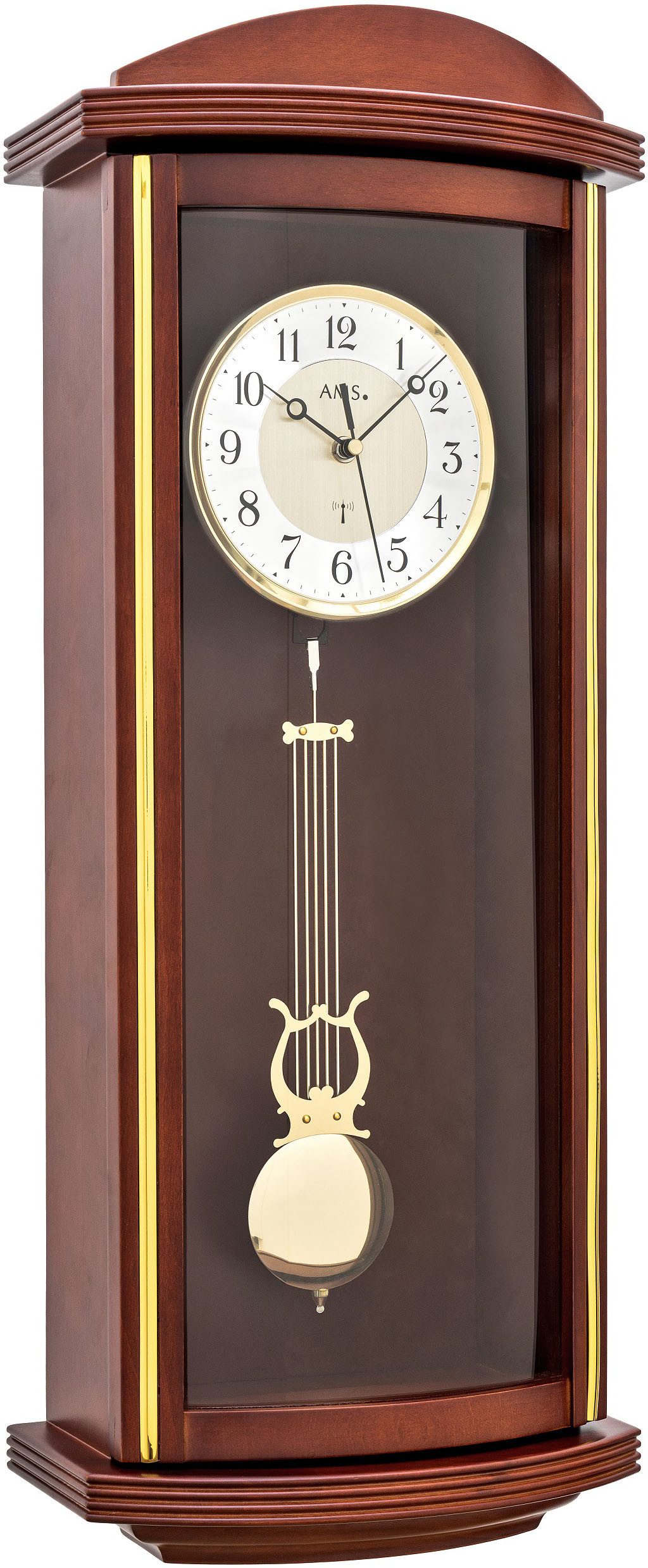 AMS Funk-Pendelwanduhr (Quarzuhr, Wohnzimmer, Esszimmer, Buche, günstig online kaufen