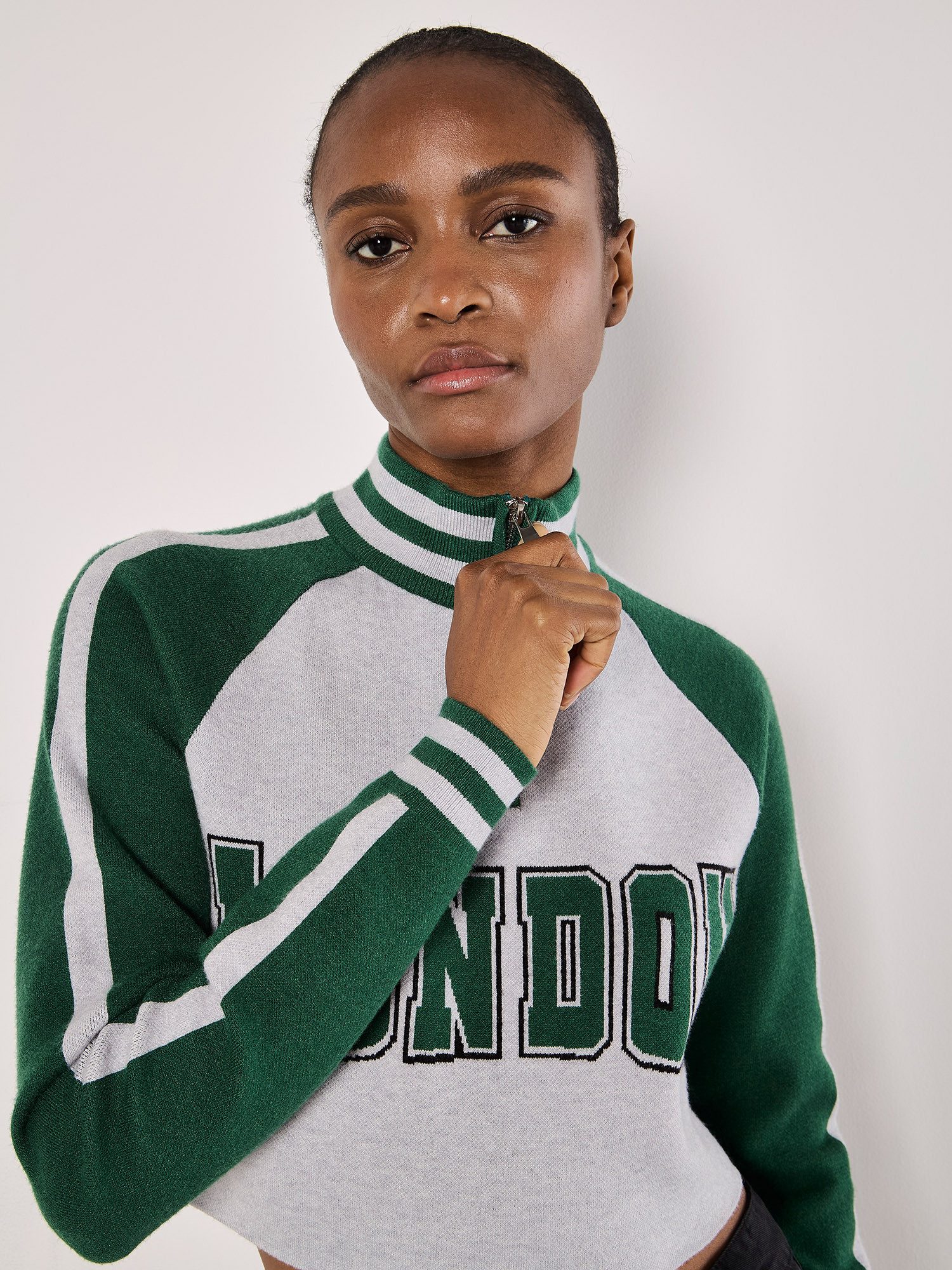 Apricot Strickpullover Statement Crop-Pullover mit Streifen günstig online kaufen