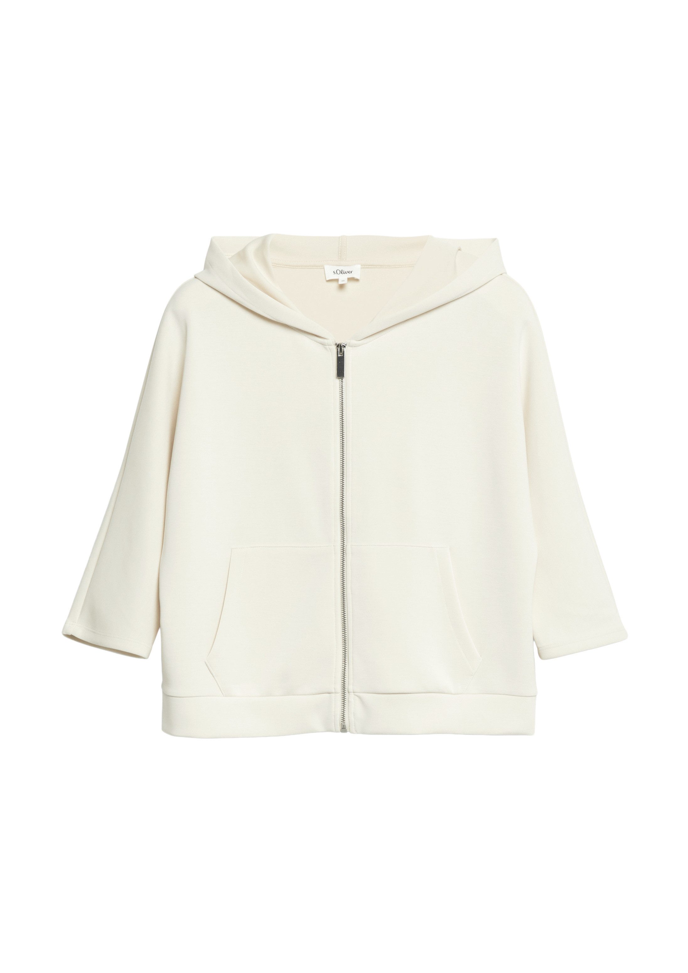 s.Oliver Sweatjacke Sweatshirt Jacke Sweatjacke aus Scuba mit weitem 3/4-Arm