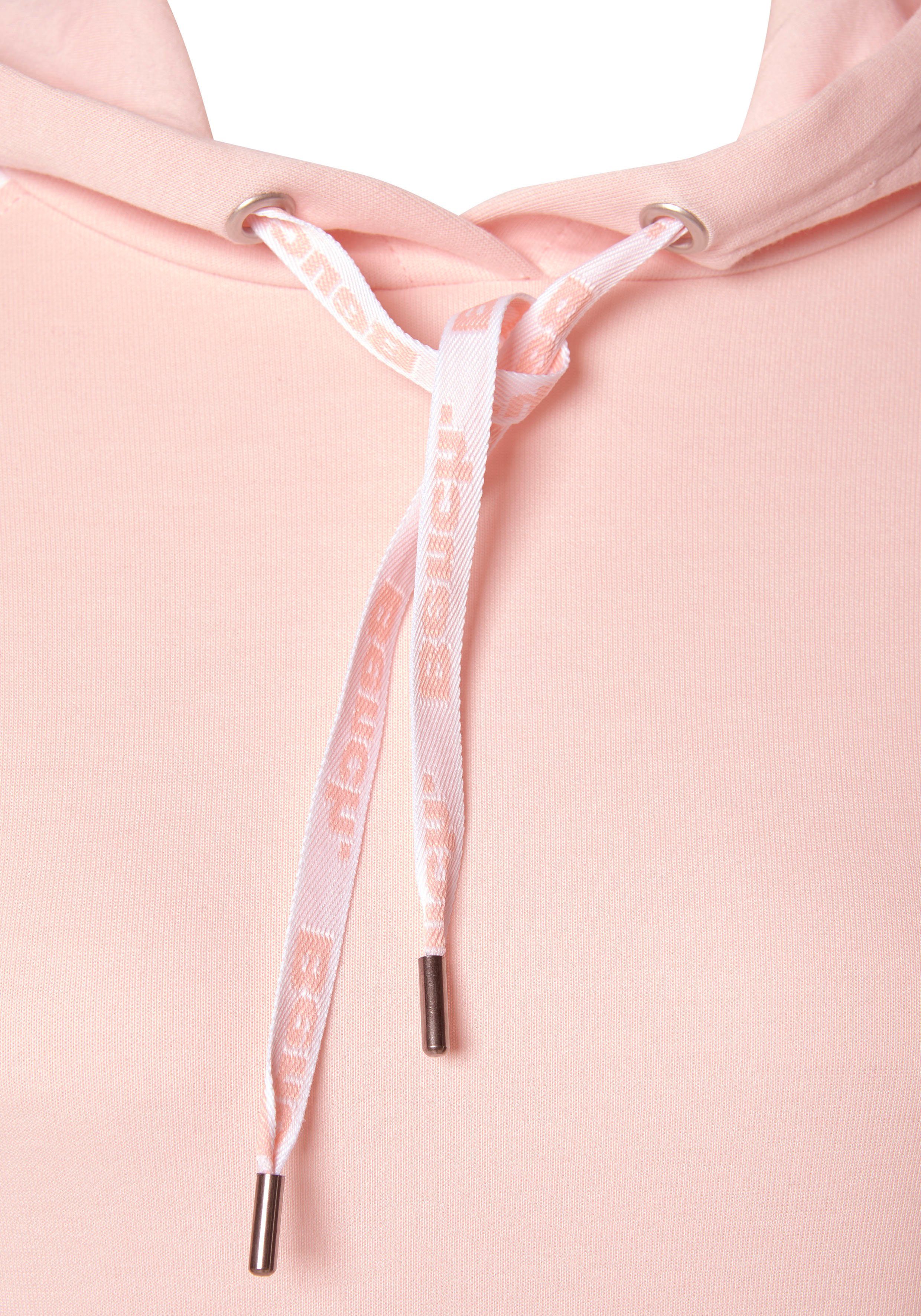 mit Kapuze Ärmeln abgesetzten weiß-rosa Sweatkleid Loungewear Bench. farblich und