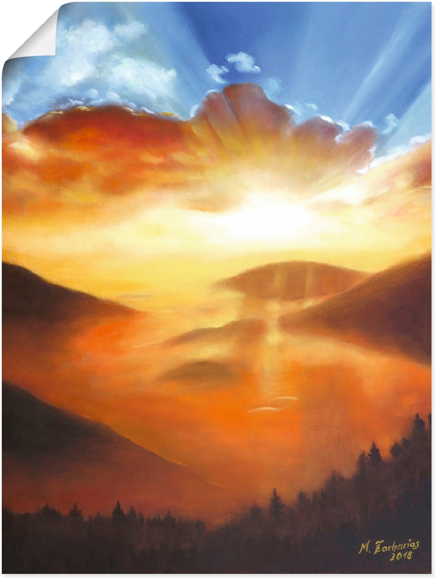 Artland Wandbild Erwachen in der Alubild, Leinwandbild, St), -aufgang als vom versch. Bilder (1 Natur, & in Größen oder Wandaufkleber Poster Sonnenuntergang